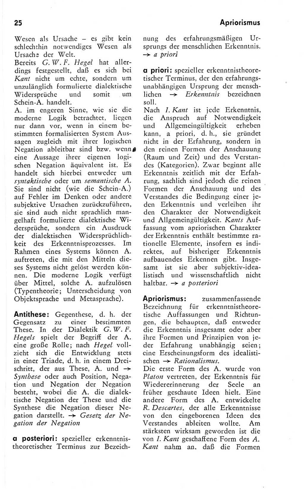 Kleines Wörterbuch der marxistisch-leninistischen Philosophie [Deutsche Demokratische Republik (DDR)] 1974, Seite 25 (Kl. Wb. ML Phil. DDR 1974, S. 25)