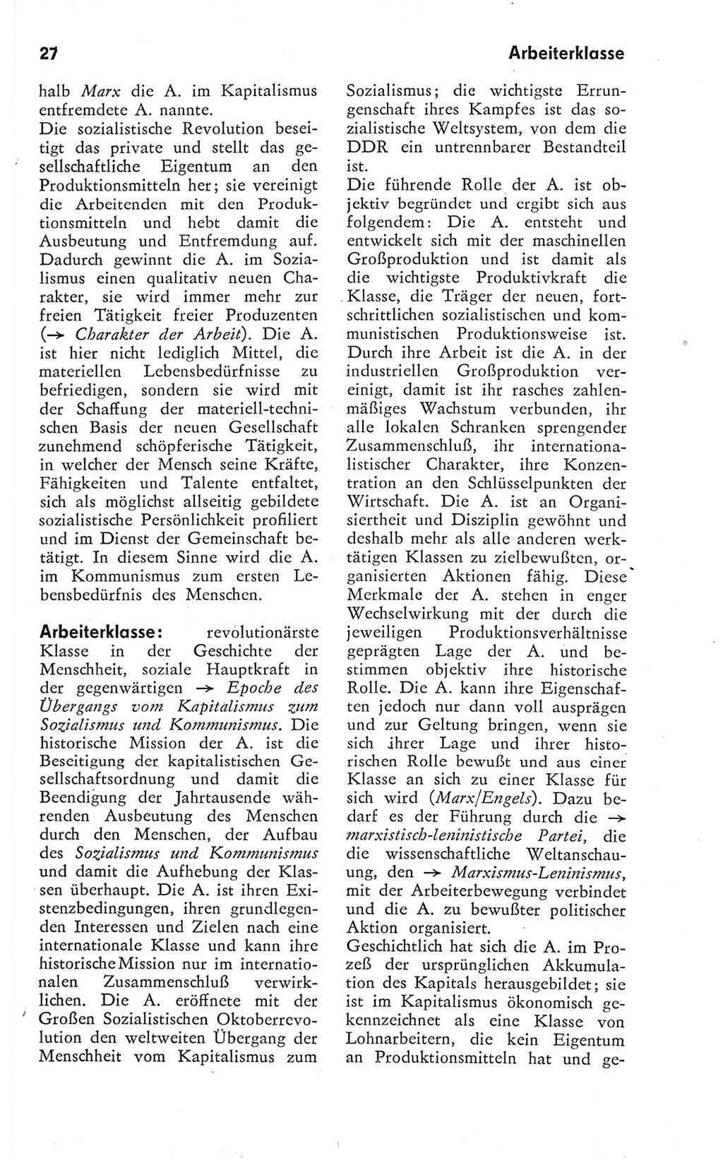 Kleines Wörterbuch der marxistisch-leninistischen Philosophie [Deutsche Demokratische Republik (DDR)] 1974, Seite 27 (Kl. Wb. ML Phil. DDR 1974, S. 27)