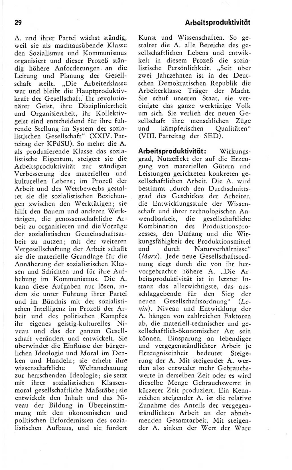 Kleines Wörterbuch der marxistisch-leninistischen Philosophie [Deutsche Demokratische Republik (DDR)] 1974, Seite 29 (Kl. Wb. ML Phil. DDR 1974, S. 29)