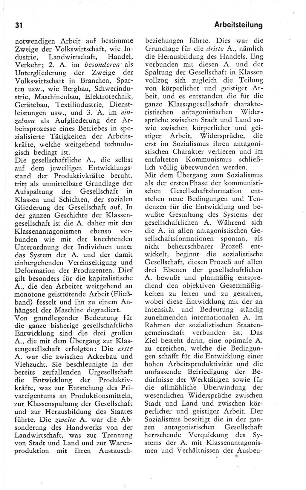 Kleines Wörterbuch der marxistisch-leninistischen Philosophie [Deutsche Demokratische Republik (DDR)] 1974, Seite 31 (Kl. Wb. ML Phil. DDR 1974, S. 31)