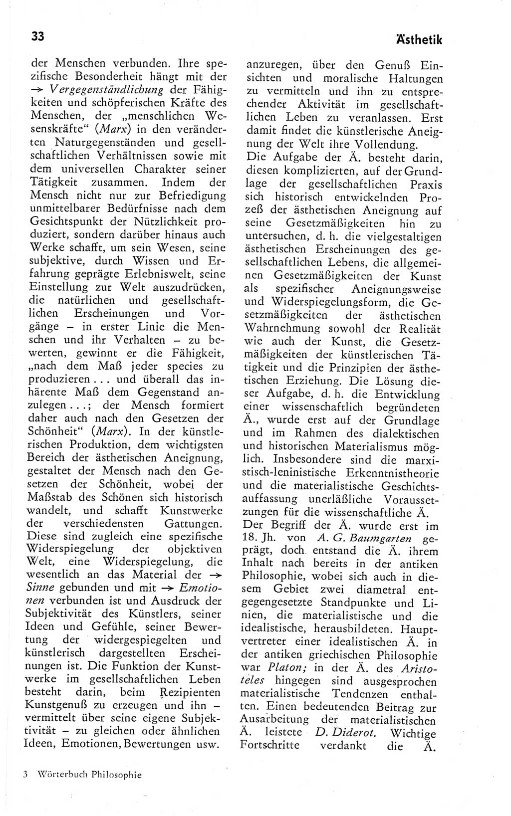 Kleines Wörterbuch der marxistisch-leninistischen Philosophie [Deutsche Demokratische Republik (DDR)] 1974, Seite 33 (Kl. Wb. ML Phil. DDR 1974, S. 33)