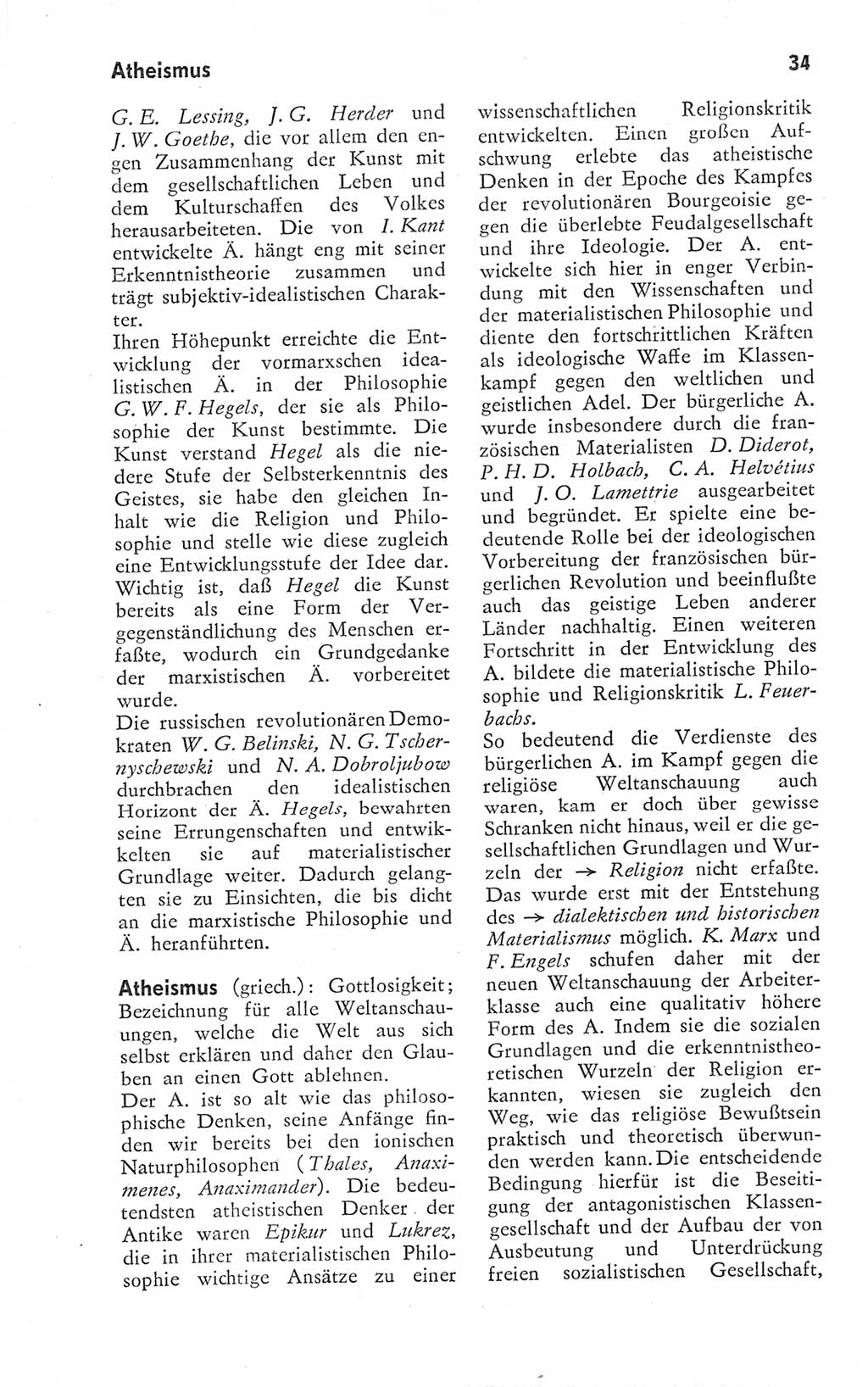 Kleines Wörterbuch der marxistisch-leninistischen Philosophie [Deutsche Demokratische Republik (DDR)] 1974, Seite 34 (Kl. Wb. ML Phil. DDR 1974, S. 34)
