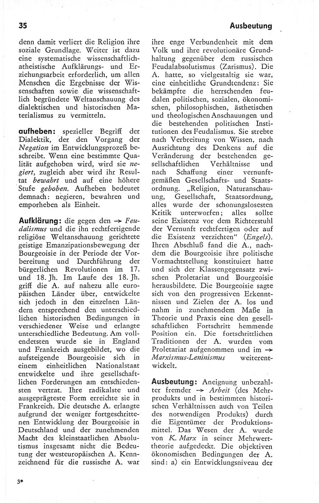 Kleines Wörterbuch der marxistisch-leninistischen Philosophie [Deutsche Demokratische Republik (DDR)] 1974, Seite 35 (Kl. Wb. ML Phil. DDR 1974, S. 35)