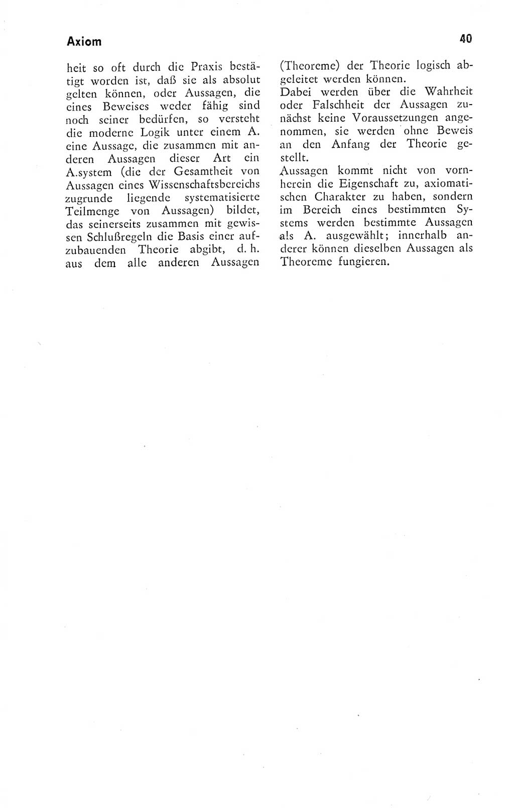 Kleines Wörterbuch der marxistisch-leninistischen Philosophie [Deutsche Demokratische Republik (DDR)] 1974, Seite 40 (Kl. Wb. ML Phil. DDR 1974, S. 40)