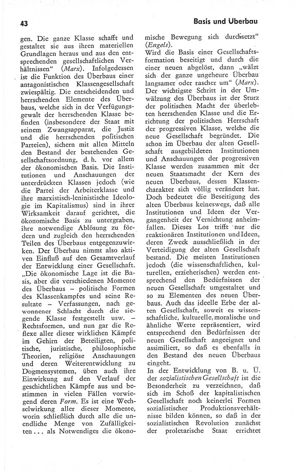 Kleines Wörterbuch der marxistisch-leninistischen Philosophie [Deutsche Demokratische Republik (DDR)] 1974, Seite 43 (Kl. Wb. ML Phil. DDR 1974, S. 43)