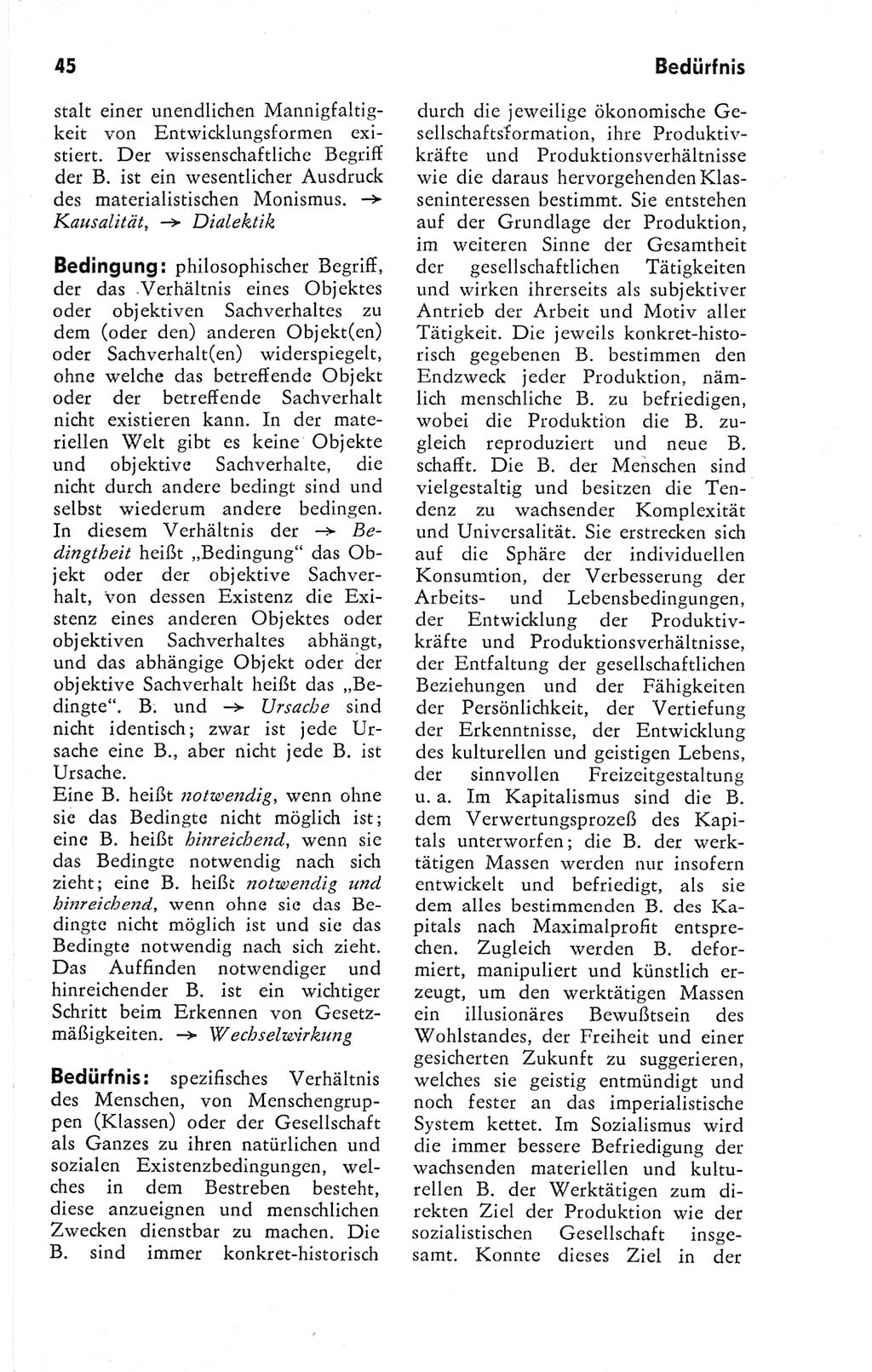 Kleines Wörterbuch der marxistisch-leninistischen Philosophie [Deutsche Demokratische Republik (DDR)] 1974, Seite 45 (Kl. Wb. ML Phil. DDR 1974, S. 45)