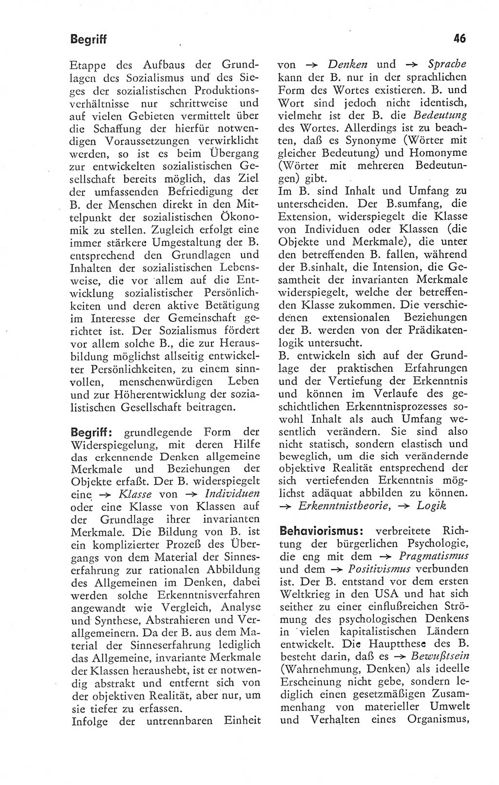 Kleines Wörterbuch der marxistisch-leninistischen Philosophie [Deutsche Demokratische Republik (DDR)] 1974, Seite 46 (Kl. Wb. ML Phil. DDR 1974, S. 46)