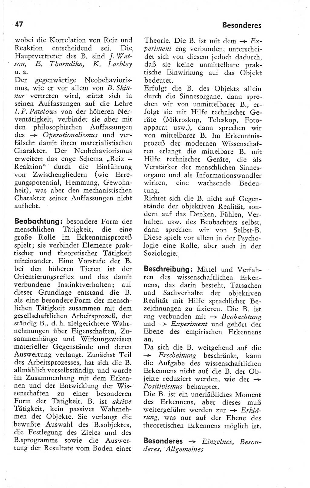 Kleines Wörterbuch der marxistisch-leninistischen Philosophie [Deutsche Demokratische Republik (DDR)] 1974, Seite 47 (Kl. Wb. ML Phil. DDR 1974, S. 47)