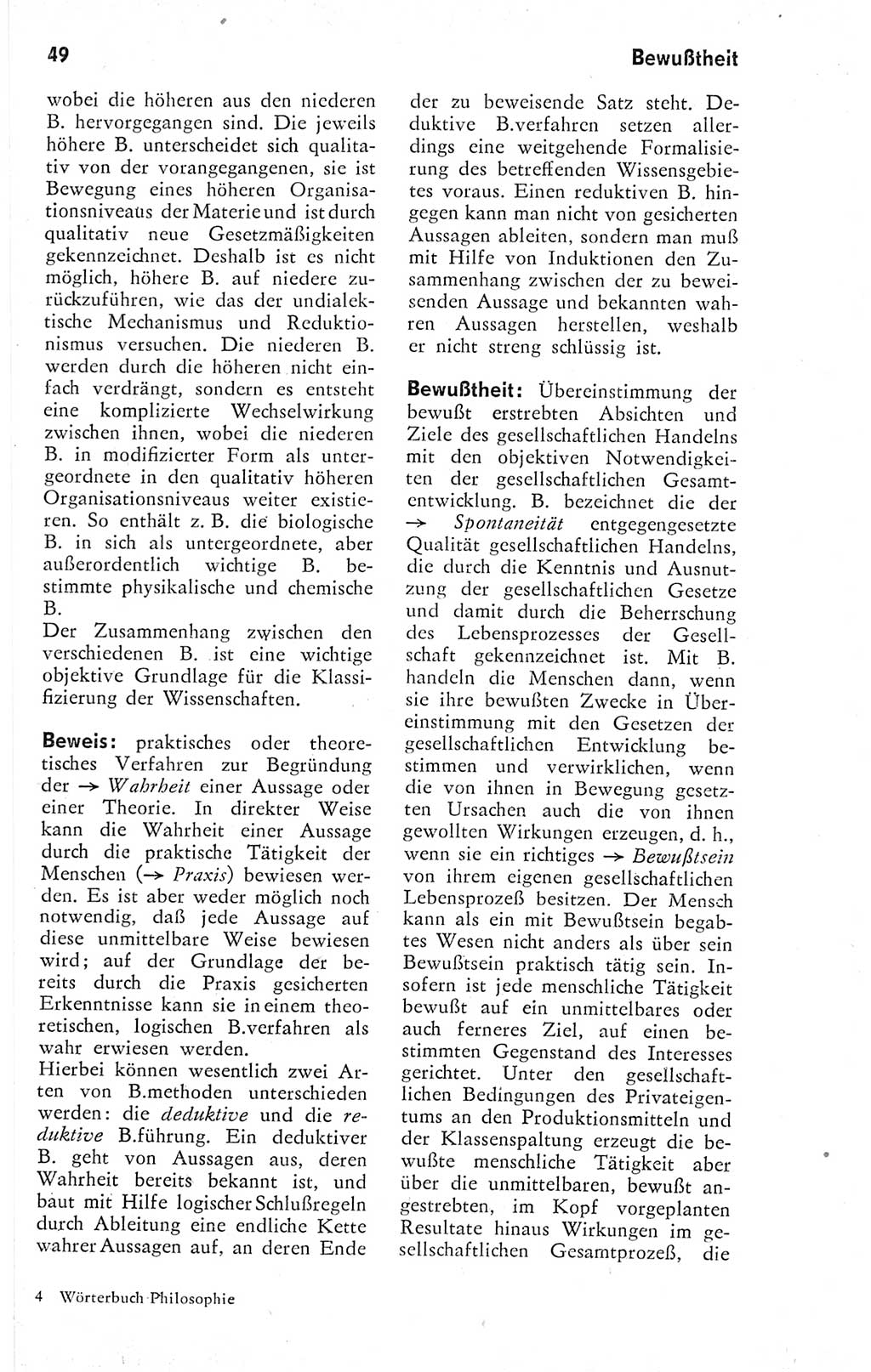 Kleines Wörterbuch der marxistisch-leninistischen Philosophie [Deutsche Demokratische Republik (DDR)] 1974, Seite 49 (Kl. Wb. ML Phil. DDR 1974, S. 49)