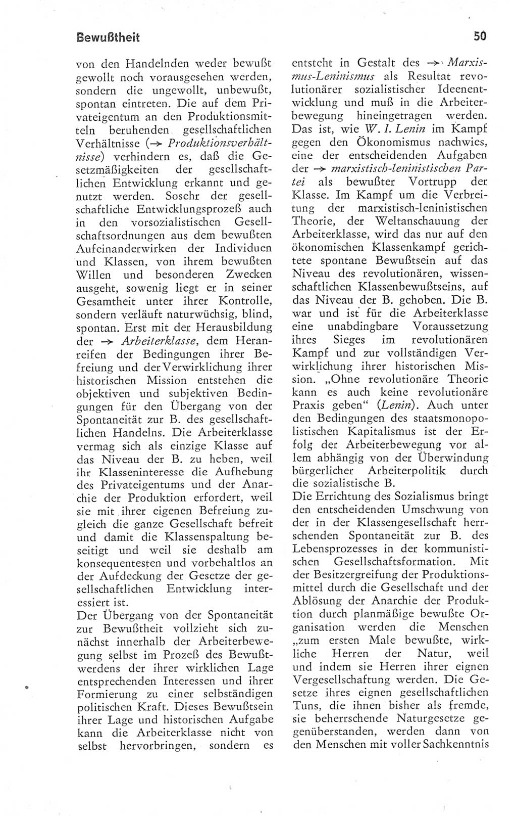 Kleines Wörterbuch der marxistisch-leninistischen Philosophie [Deutsche Demokratische Republik (DDR)] 1974, Seite 50 (Kl. Wb. ML Phil. DDR 1974, S. 50)