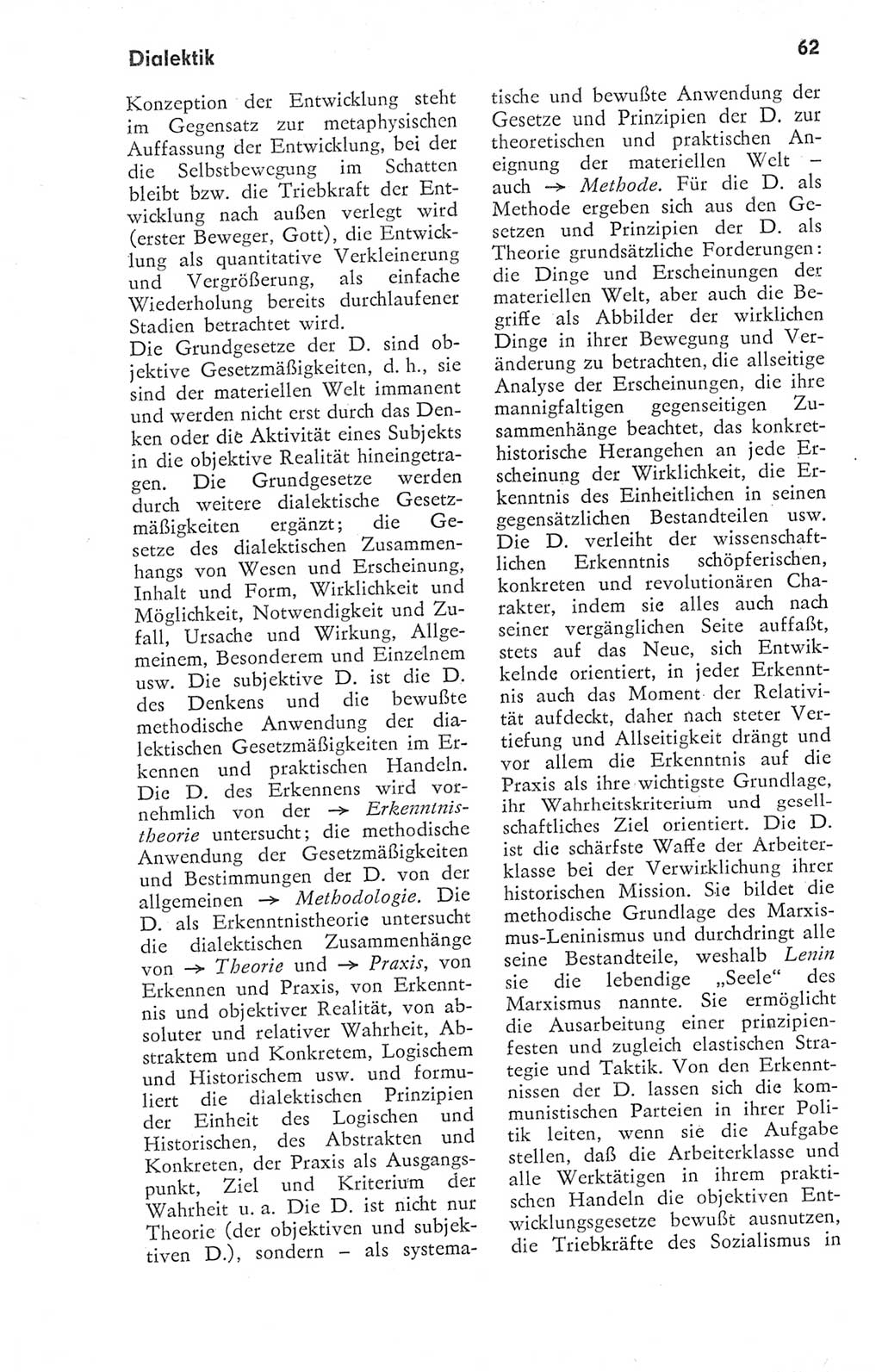 Kleines Wörterbuch der marxistisch-leninistischen Philosophie [Deutsche Demokratische Republik (DDR)] 1974, Seite 62 (Kl. Wb. ML Phil. DDR 1974, S. 62)