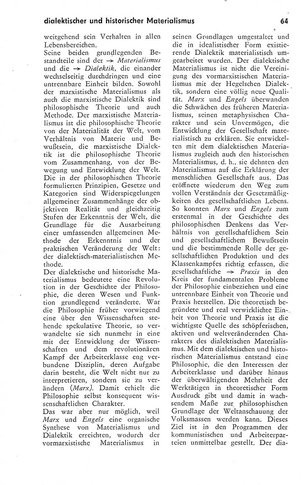 Kleines Wörterbuch der marxistisch-leninistischen Philosophie [Deutsche Demokratische Republik (DDR)] 1974, Seite 64 (Kl. Wb. ML Phil. DDR 1974, S. 64)