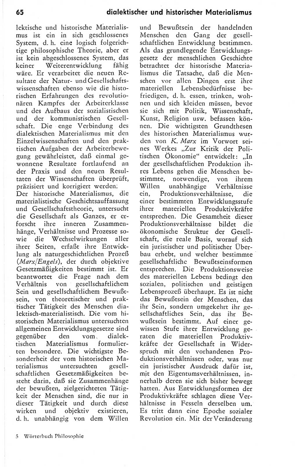 Kleines Wörterbuch der marxistisch-leninistischen Philosophie [Deutsche Demokratische Republik (DDR)] 1974, Seite 65 (Kl. Wb. ML Phil. DDR 1974, S. 65)