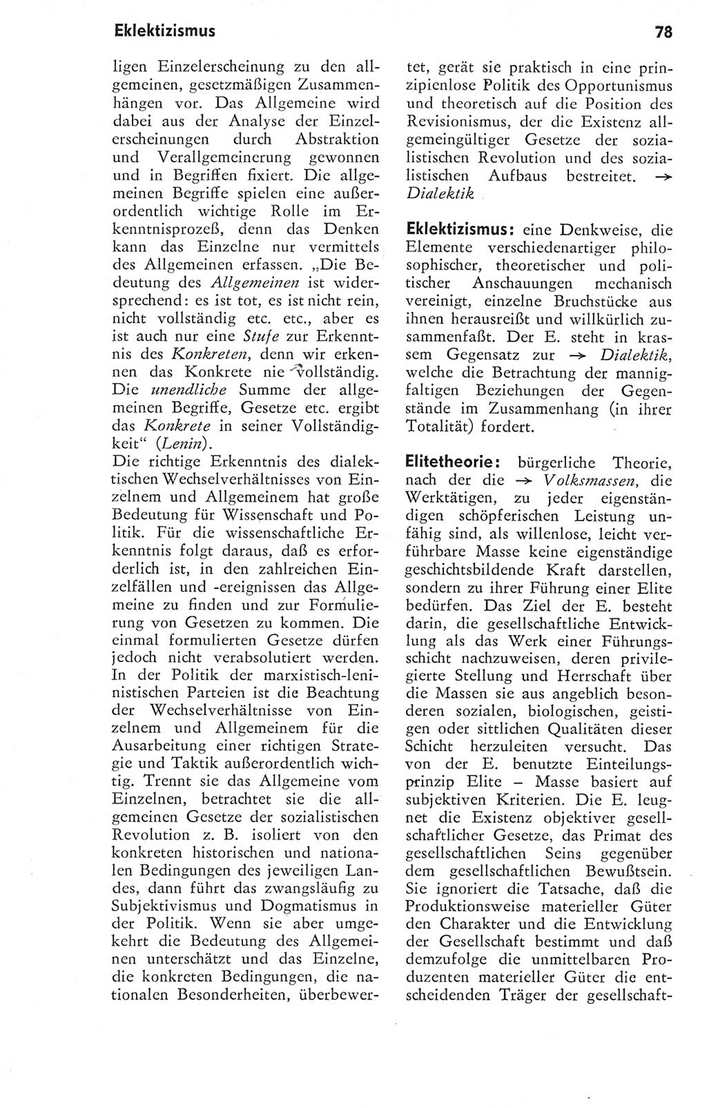 Kleines Wörterbuch der marxistisch-leninistischen Philosophie [Deutsche Demokratische Republik (DDR)] 1974, Seite 78 (Kl. Wb. ML Phil. DDR 1974, S. 78)