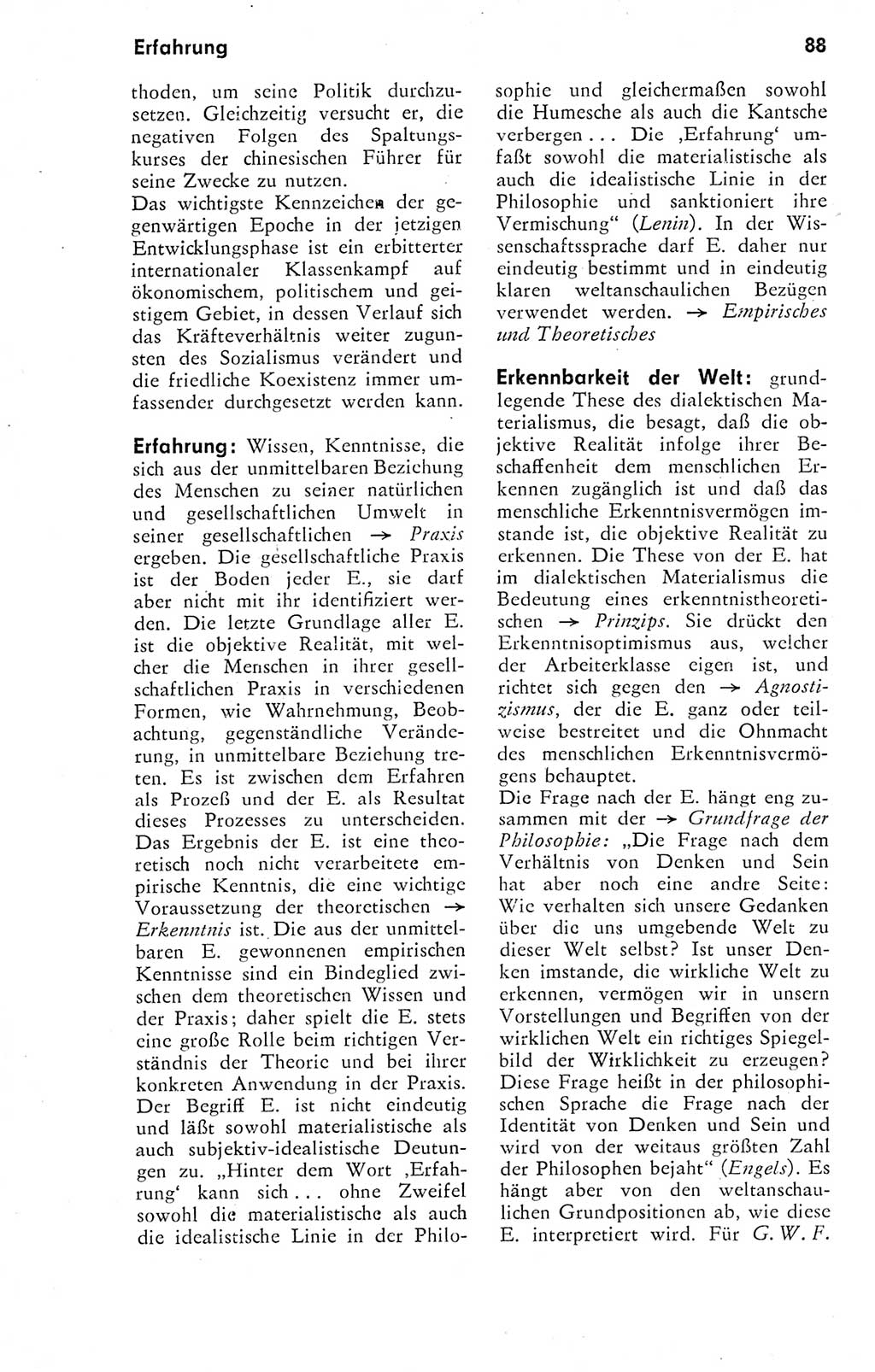 Kleines Wörterbuch der marxistisch-leninistischen Philosophie [Deutsche Demokratische Republik (DDR)] 1974, Seite 88 (Kl. Wb. ML Phil. DDR 1974, S. 88)