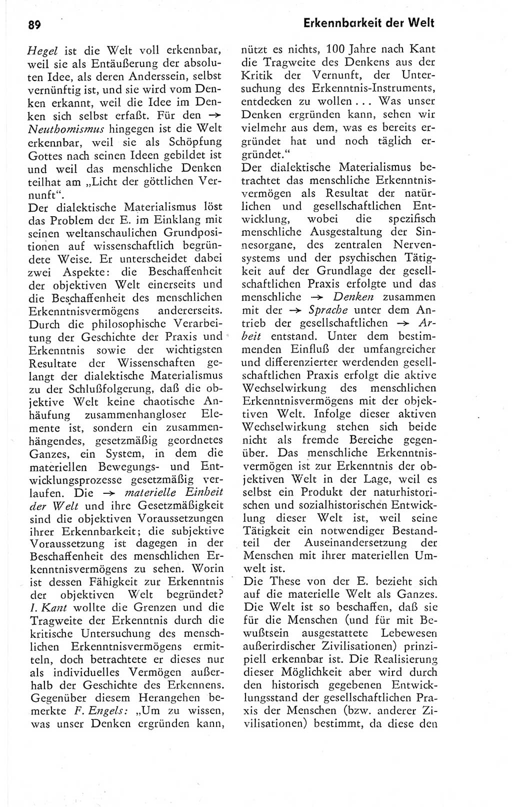 Kleines Wörterbuch der marxistisch-leninistischen Philosophie [Deutsche Demokratische Republik (DDR)] 1974, Seite 89 (Kl. Wb. ML Phil. DDR 1974, S. 89)