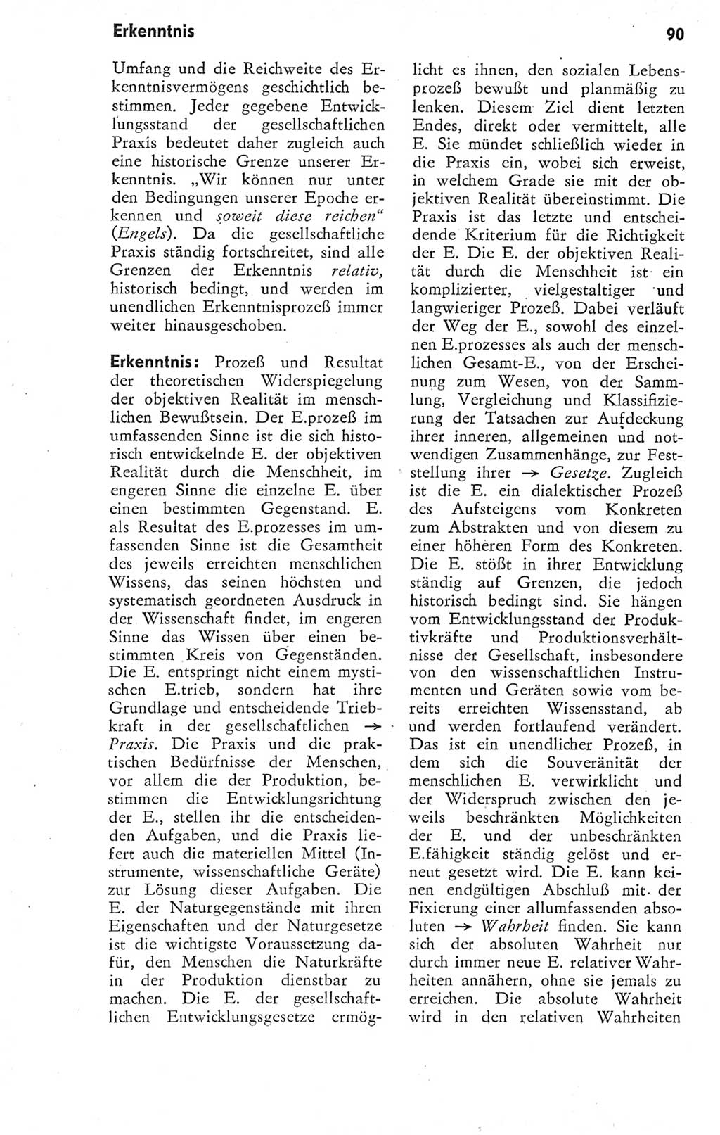 Kleines Wörterbuch der marxistisch-leninistischen Philosophie [Deutsche Demokratische Republik (DDR)] 1974, Seite 90 (Kl. Wb. ML Phil. DDR 1974, S. 90)