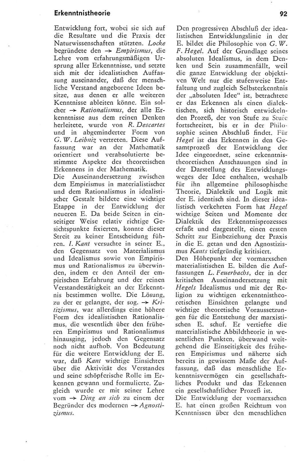 Kleines Wörterbuch der marxistisch-leninistischen Philosophie [Deutsche Demokratische Republik (DDR)] 1974, Seite 92 (Kl. Wb. ML Phil. DDR 1974, S. 92)