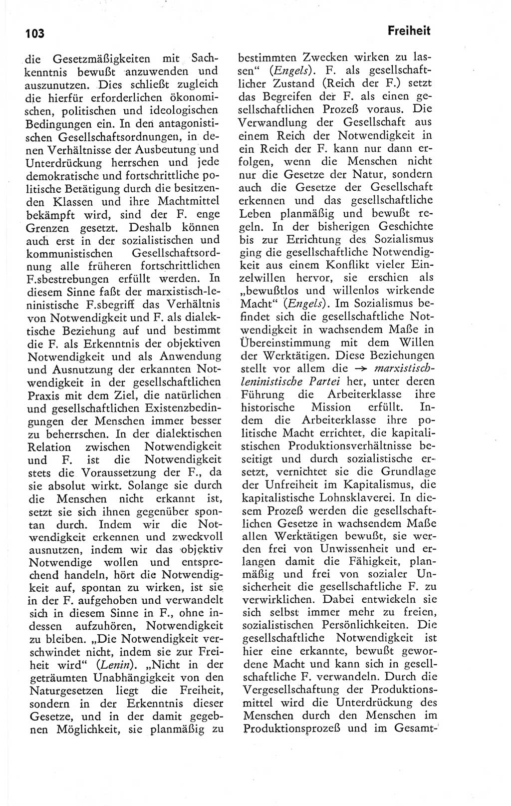 Kleines Wörterbuch der marxistisch-leninistischen Philosophie [Deutsche Demokratische Republik (DDR)] 1974, Seite 103 (Kl. Wb. ML Phil. DDR 1974, S. 103)