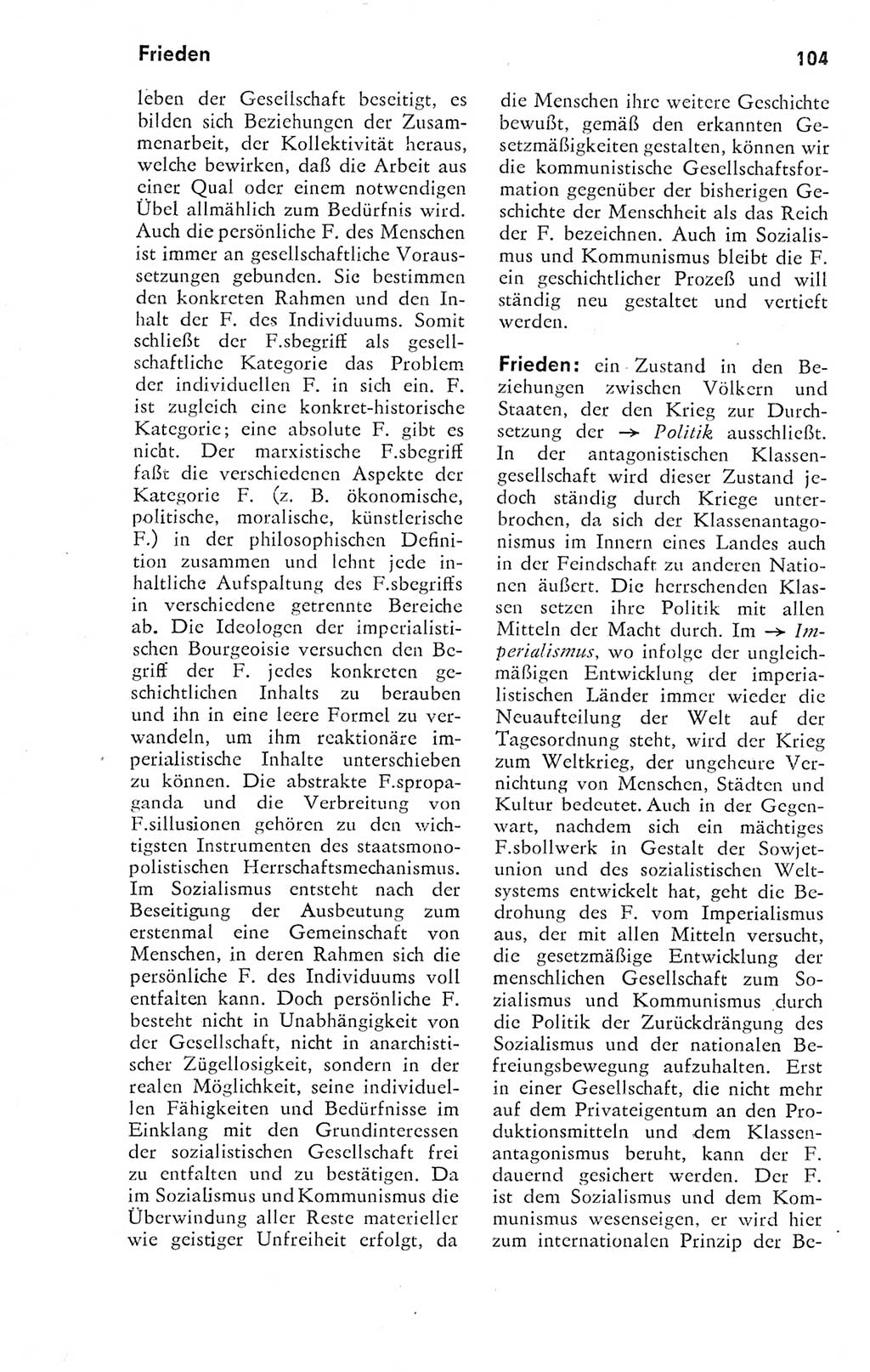 Kleines Wörterbuch der marxistisch-leninistischen Philosophie [Deutsche Demokratische Republik (DDR)] 1974, Seite 104 (Kl. Wb. ML Phil. DDR 1974, S. 104)