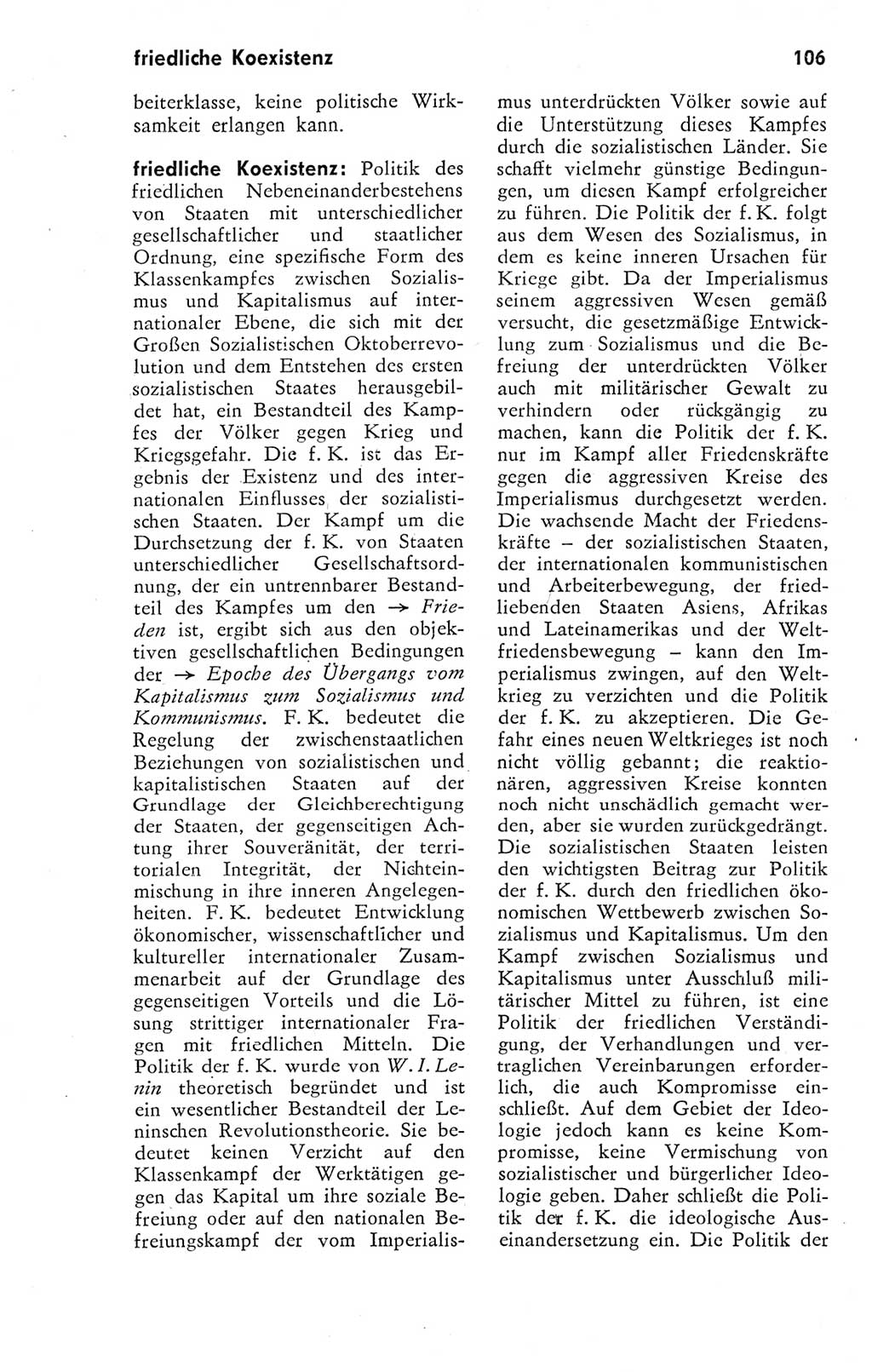 Kleines Wörterbuch der marxistisch-leninistischen Philosophie [Deutsche Demokratische Republik (DDR)] 1974, Seite 106 (Kl. Wb. ML Phil. DDR 1974, S. 106)