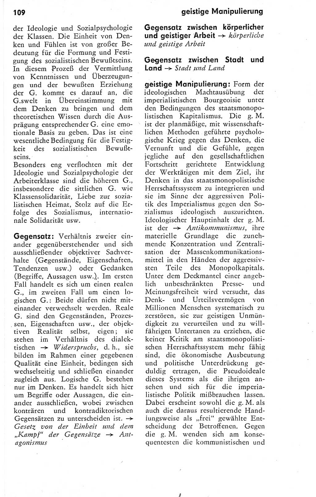 Kleines Wörterbuch der marxistisch-leninistischen Philosophie [Deutsche Demokratische Republik (DDR)] 1974, Seite 109 (Kl. Wb. ML Phil. DDR 1974, S. 109)