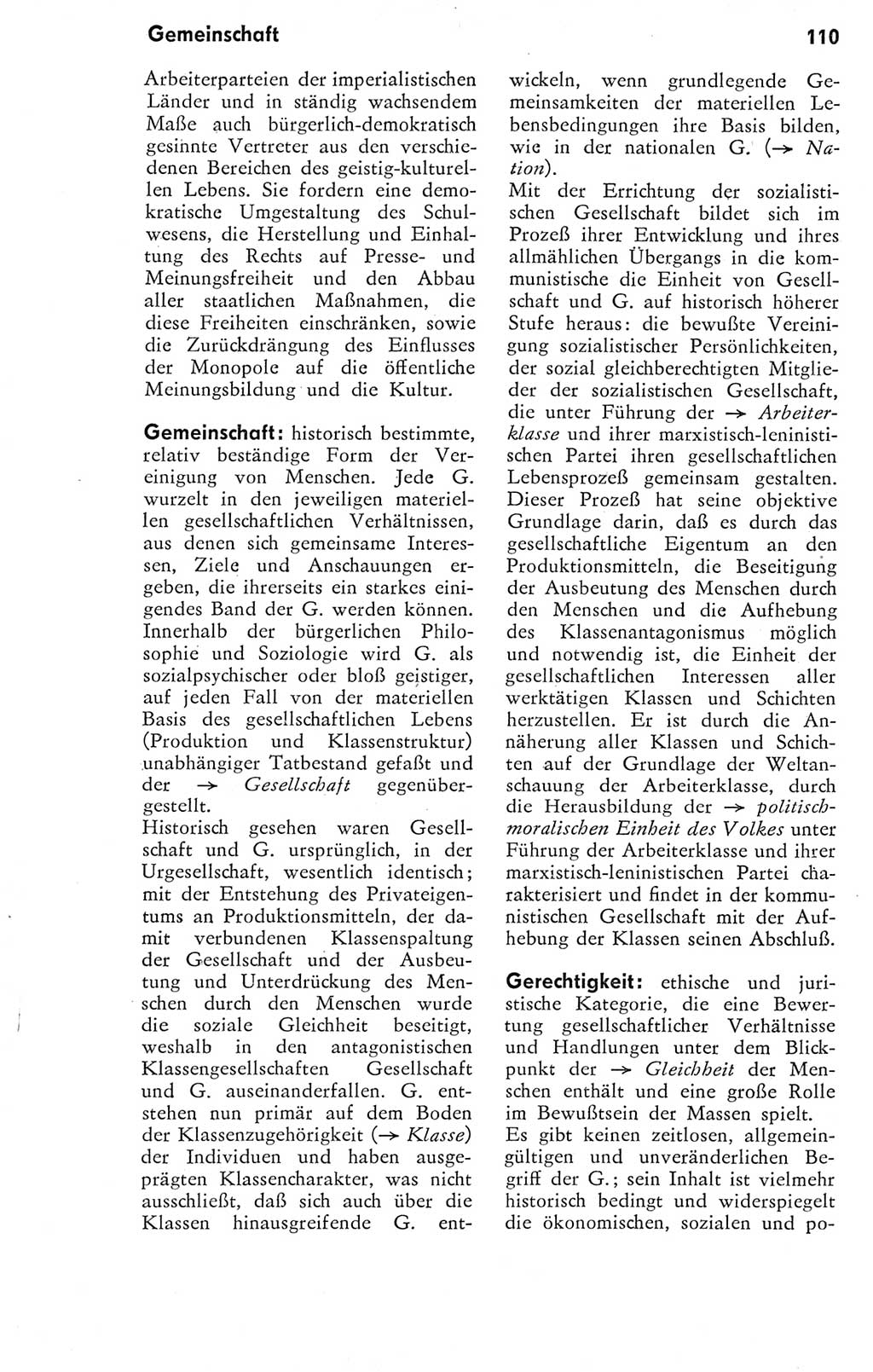 Kleines Wörterbuch der marxistisch-leninistischen Philosophie [Deutsche Demokratische Republik (DDR)] 1974, Seite 110 (Kl. Wb. ML Phil. DDR 1974, S. 110)