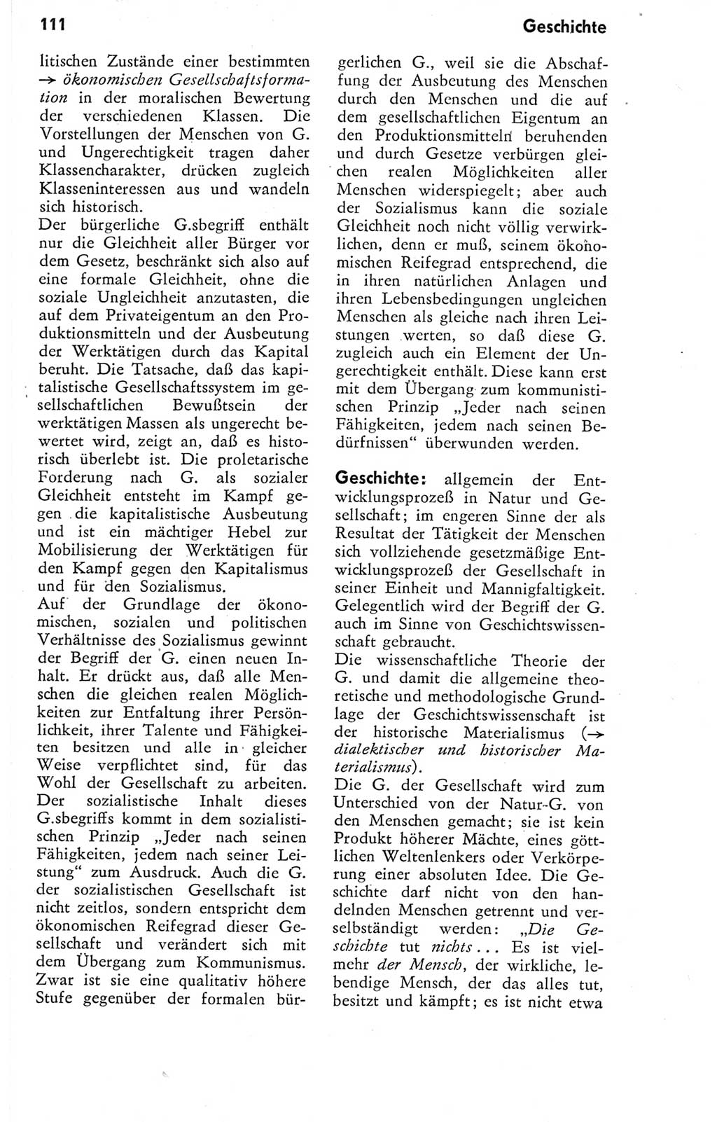 Kleines Wörterbuch der marxistisch-leninistischen Philosophie [Deutsche Demokratische Republik (DDR)] 1974, Seite 111 (Kl. Wb. ML Phil. DDR 1974, S. 111)