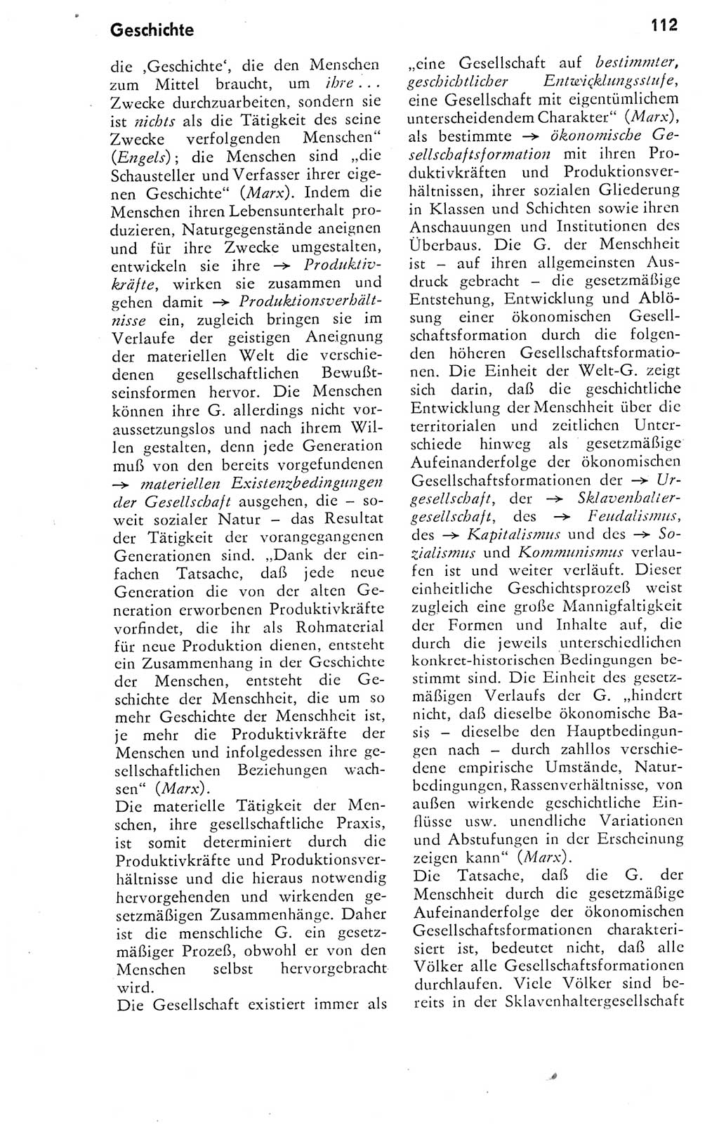 Kleines Wörterbuch der marxistisch-leninistischen Philosophie [Deutsche Demokratische Republik (DDR)] 1974, Seite 112 (Kl. Wb. ML Phil. DDR 1974, S. 112)