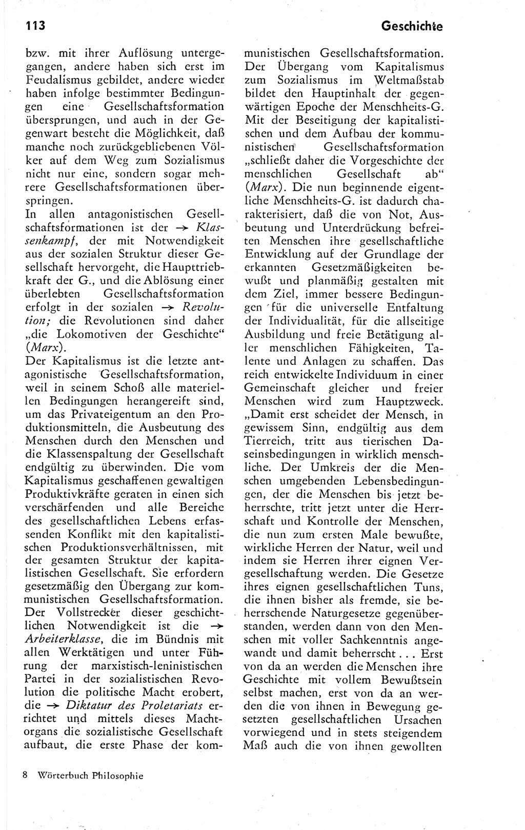 Kleines Wörterbuch der marxistisch-leninistischen Philosophie [Deutsche Demokratische Republik (DDR)] 1974, Seite 113 (Kl. Wb. ML Phil. DDR 1974, S. 113)