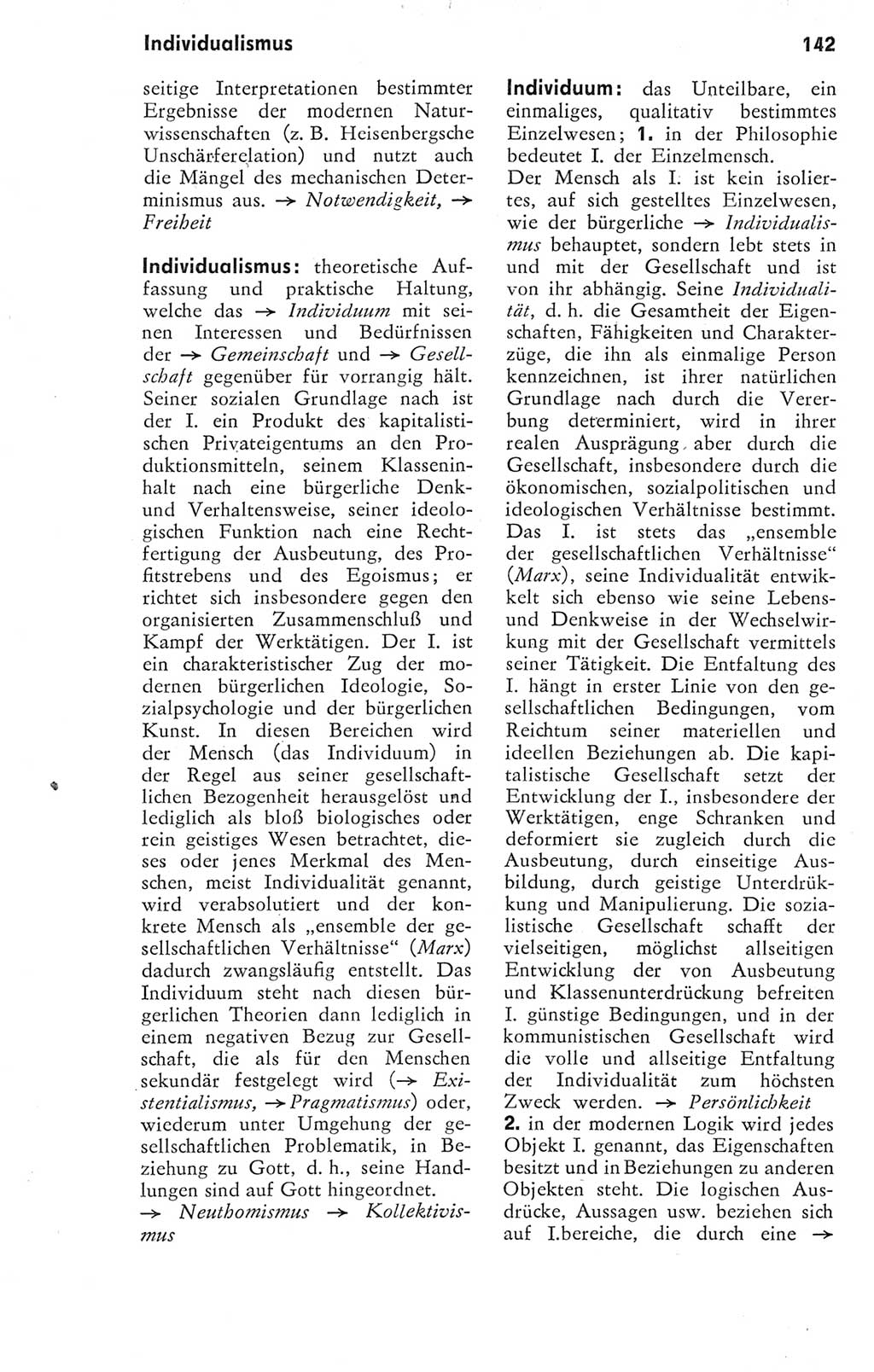 Kleines Wörterbuch der marxistisch-leninistischen Philosophie [Deutsche Demokratische Republik (DDR)] 1974, Seite 142 (Kl. Wb. ML Phil. DDR 1974, S. 142)