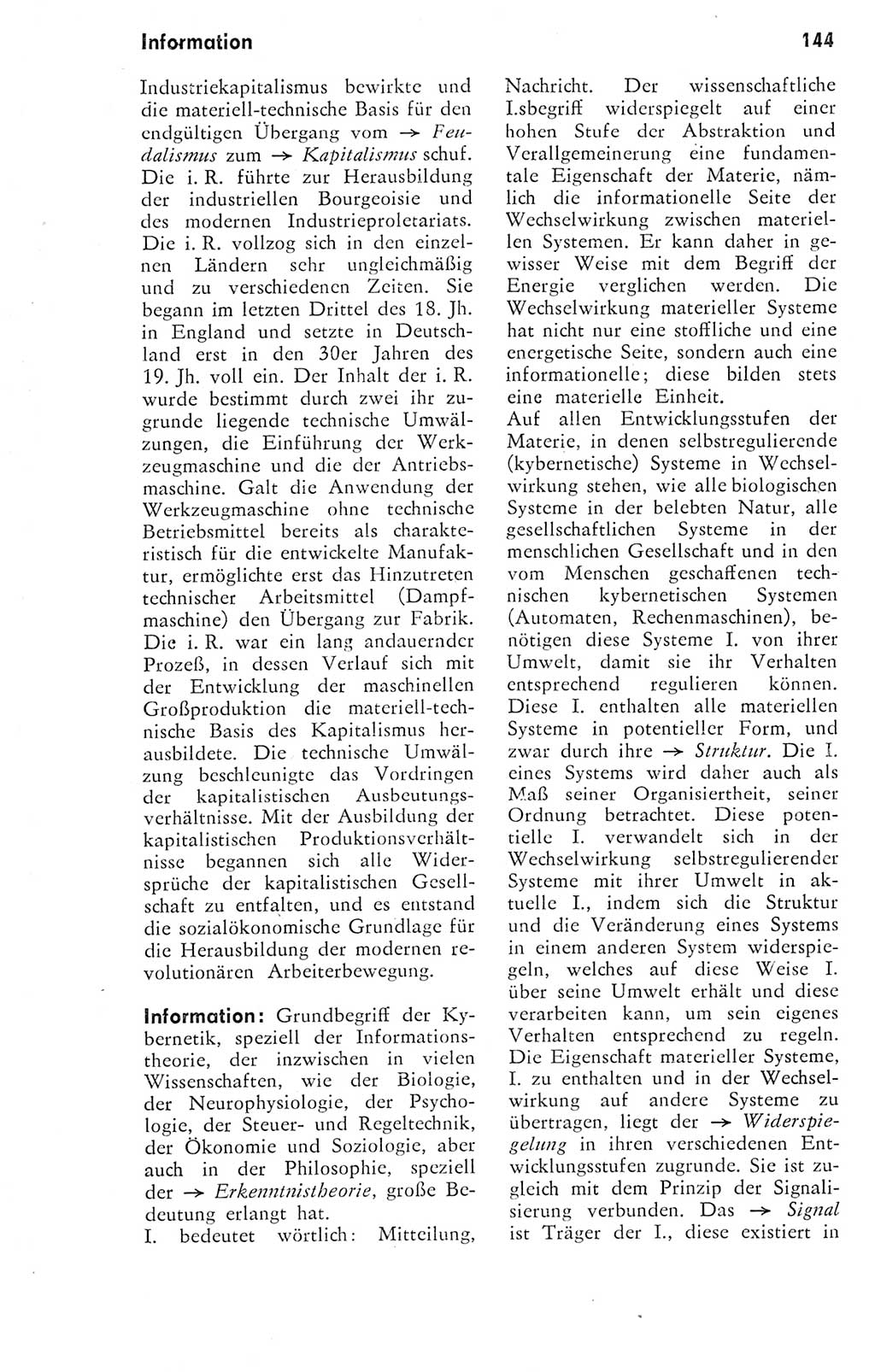 Kleines Wörterbuch der marxistisch-leninistischen Philosophie [Deutsche Demokratische Republik (DDR)] 1974, Seite 144 (Kl. Wb. ML Phil. DDR 1974, S. 144)