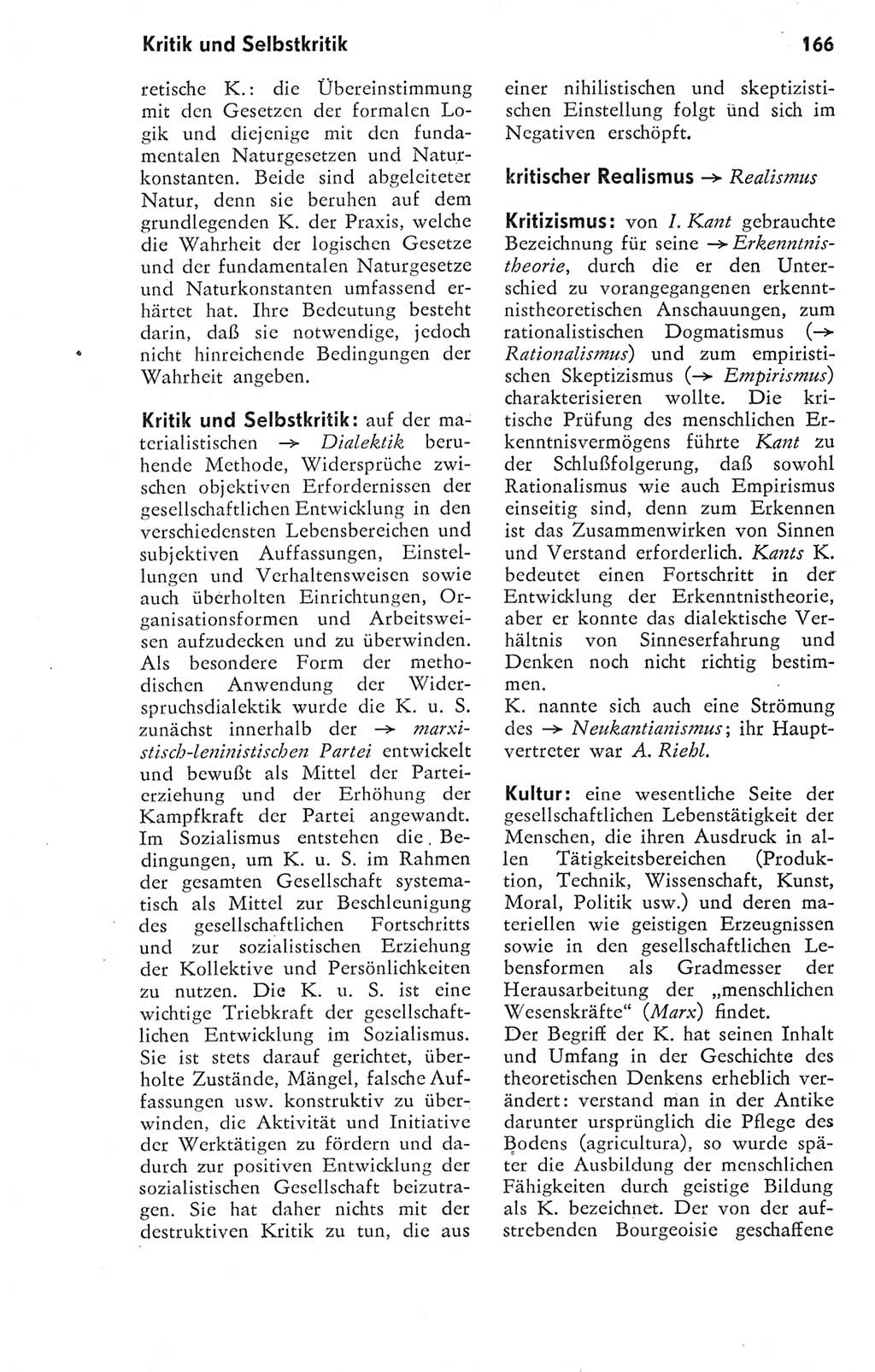 Kleines Wörterbuch der marxistisch-leninistischen Philosophie [Deutsche Demokratische Republik (DDR)] 1974, Seite 166 (Kl. Wb. ML Phil. DDR 1974, S. 166)