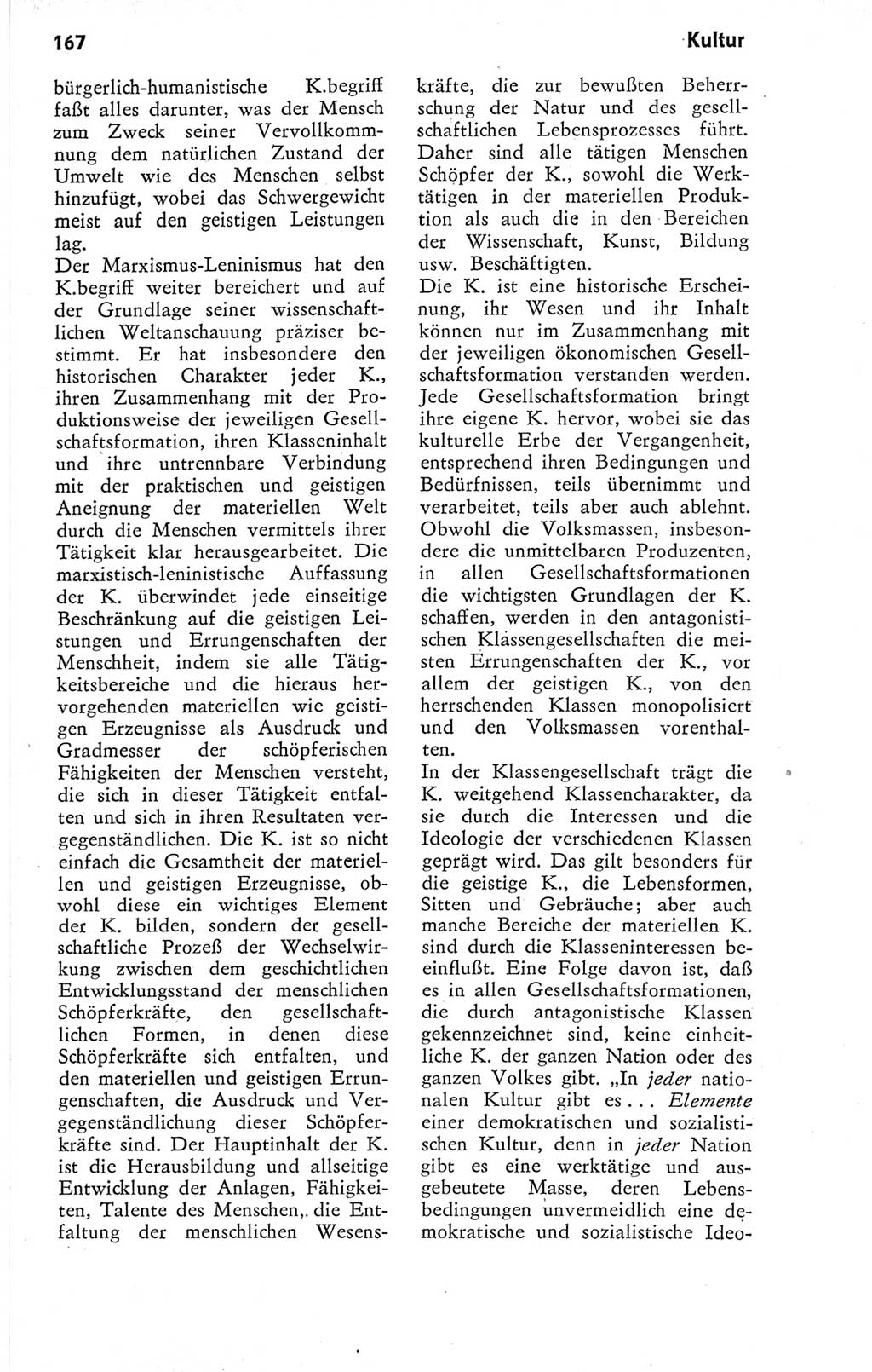 Kleines Wörterbuch der marxistisch-leninistischen Philosophie [Deutsche Demokratische Republik (DDR)] 1974, Seite 167 (Kl. Wb. ML Phil. DDR 1974, S. 167)