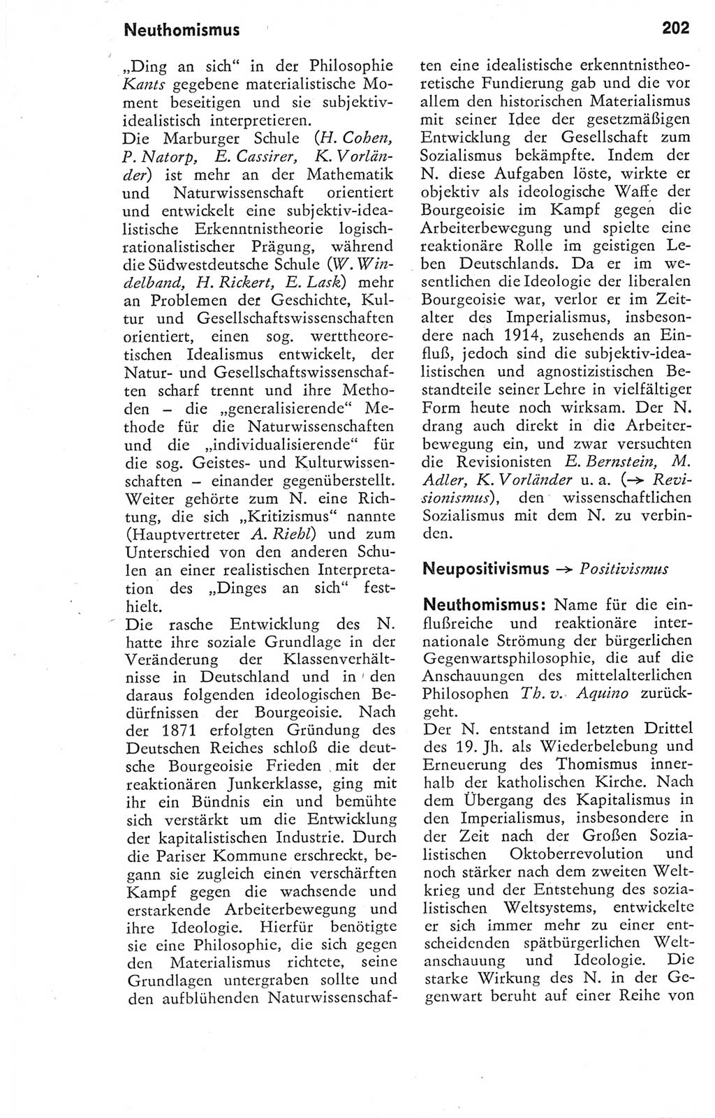 Kleines Wörterbuch der marxistisch-leninistischen Philosophie [Deutsche Demokratische Republik (DDR)] 1974, Seite 202 (Kl. Wb. ML Phil. DDR 1974, S. 202)