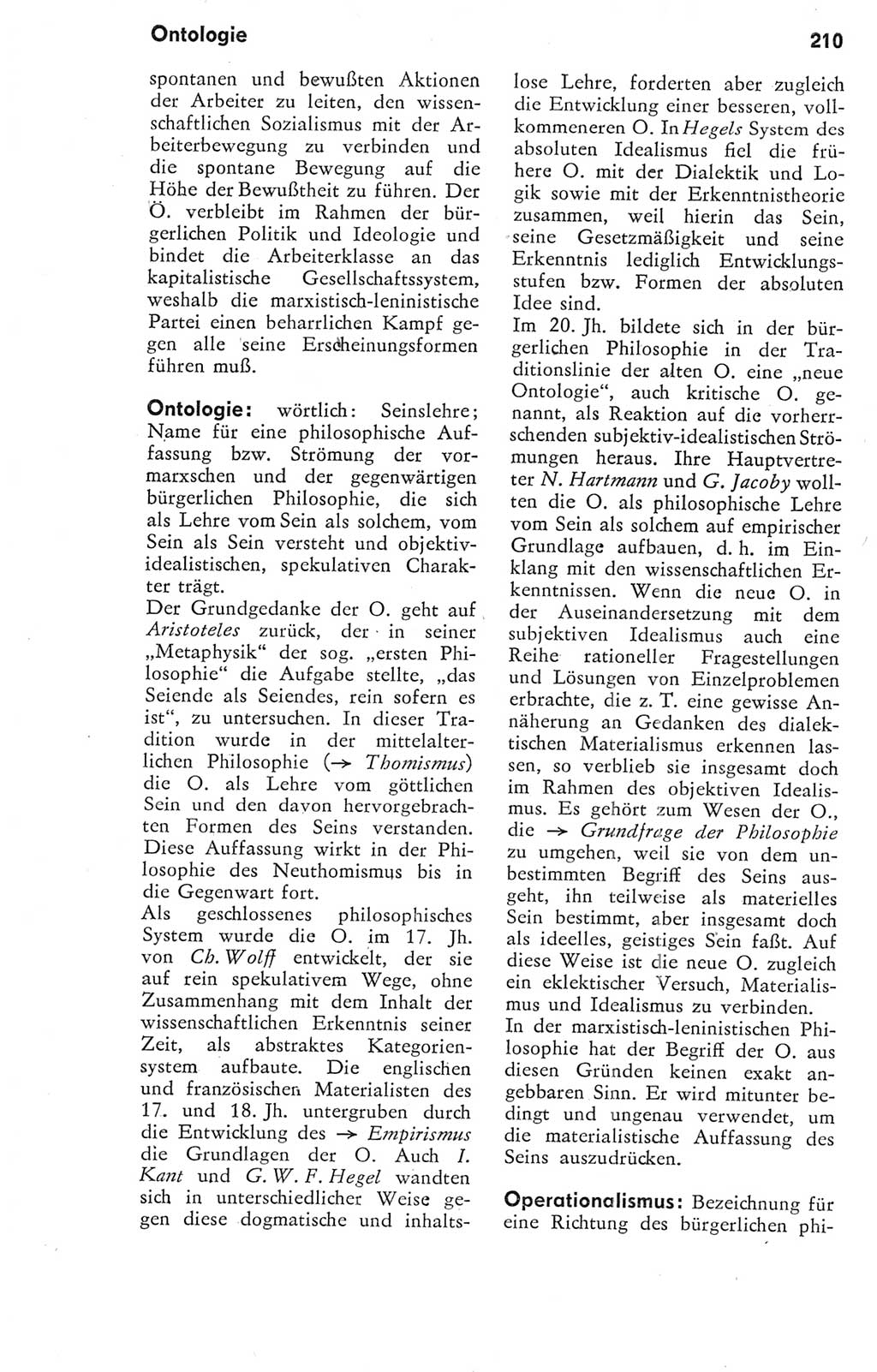 Kleines Wörterbuch der marxistisch-leninistischen Philosophie [Deutsche Demokratische Republik (DDR)] 1974, Seite 210 (Kl. Wb. ML Phil. DDR 1974, S. 210)
