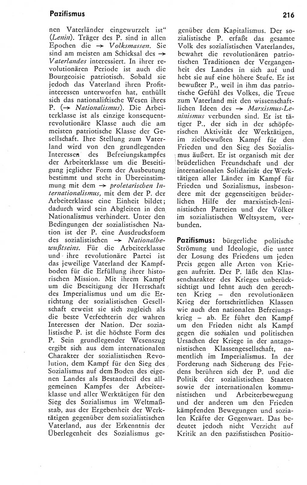 Kleines Wörterbuch der marxistisch-leninistischen Philosophie [Deutsche Demokratische Republik (DDR)] 1974, Seite 216 (Kl. Wb. ML Phil. DDR 1974, S. 216)