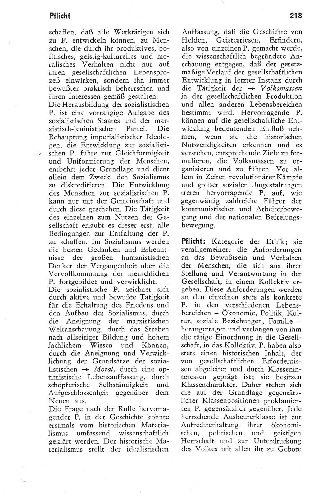 Kleines Wörterbuch der marxistisch-leninistischen Philosophie [Deutsche Demokratische Republik (DDR)] 1974, Seite 218 (Kl. Wb. ML Phil. DDR 1974, S. 218)