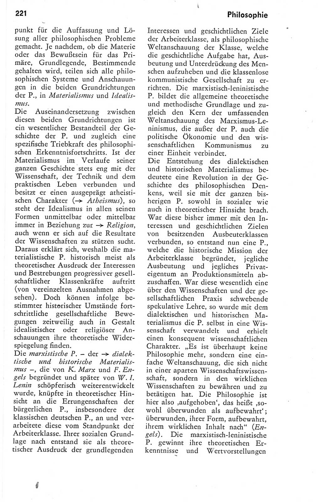 Kleines Wörterbuch der marxistisch-leninistischen Philosophie [Deutsche Demokratische Republik (DDR)] 1974, Seite 221 (Kl. Wb. ML Phil. DDR 1974, S. 221)