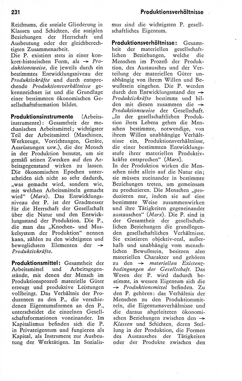 Kleines Wörterbuch der marxistisch-leninistischen Philosophie [Deutsche Demokratische Republik (DDR)] 1974, Seite 231 (Kl. Wb. ML Phil. DDR 1974, S. 231)