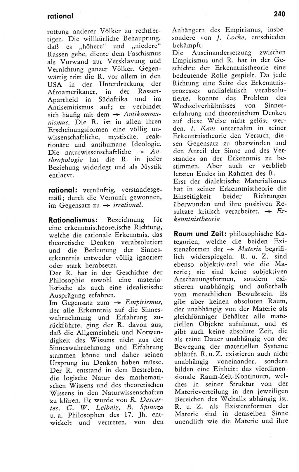 Kleines Wörterbuch der marxistisch-leninistischen Philosophie [Deutsche Demokratische Republik (DDR)] 1974, Seite 240 (Kl. Wb. ML Phil. DDR 1974, S. 240)