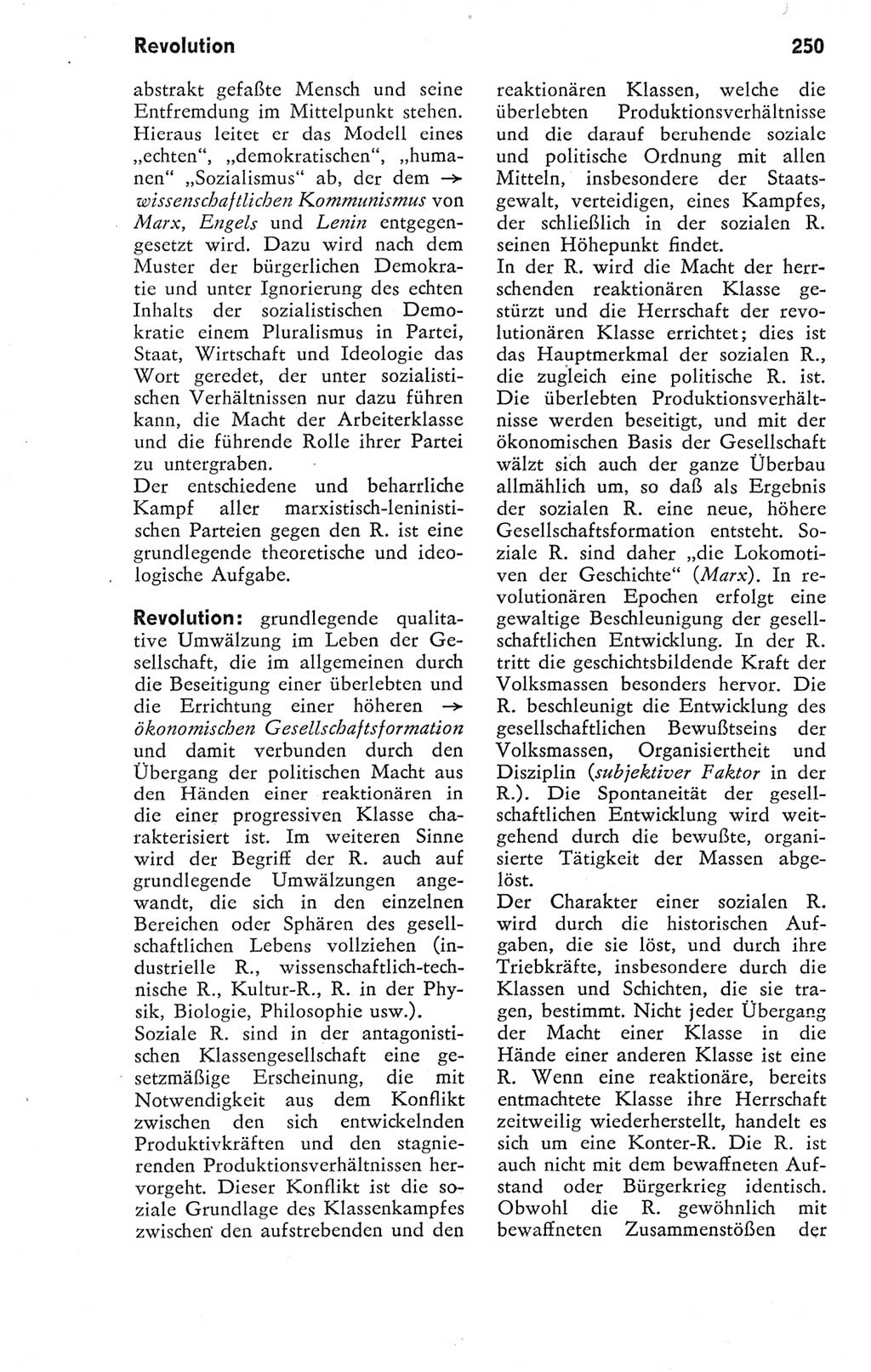 Kleines Wörterbuch der marxistisch-leninistischen Philosophie [Deutsche Demokratische Republik (DDR)] 1974, Seite 250 (Kl. Wb. ML Phil. DDR 1974, S. 250)