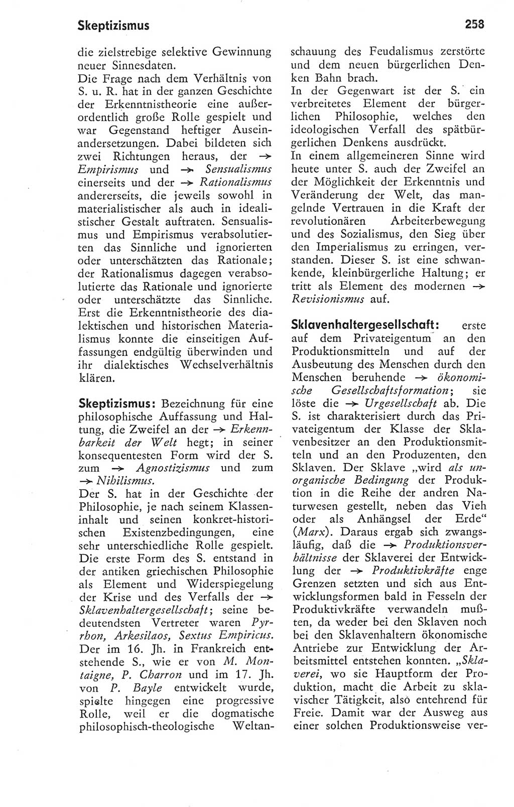 Kleines Wörterbuch der marxistisch-leninistischen Philosophie [Deutsche Demokratische Republik (DDR)] 1974, Seite 258 (Kl. Wb. ML Phil. DDR 1974, S. 258)