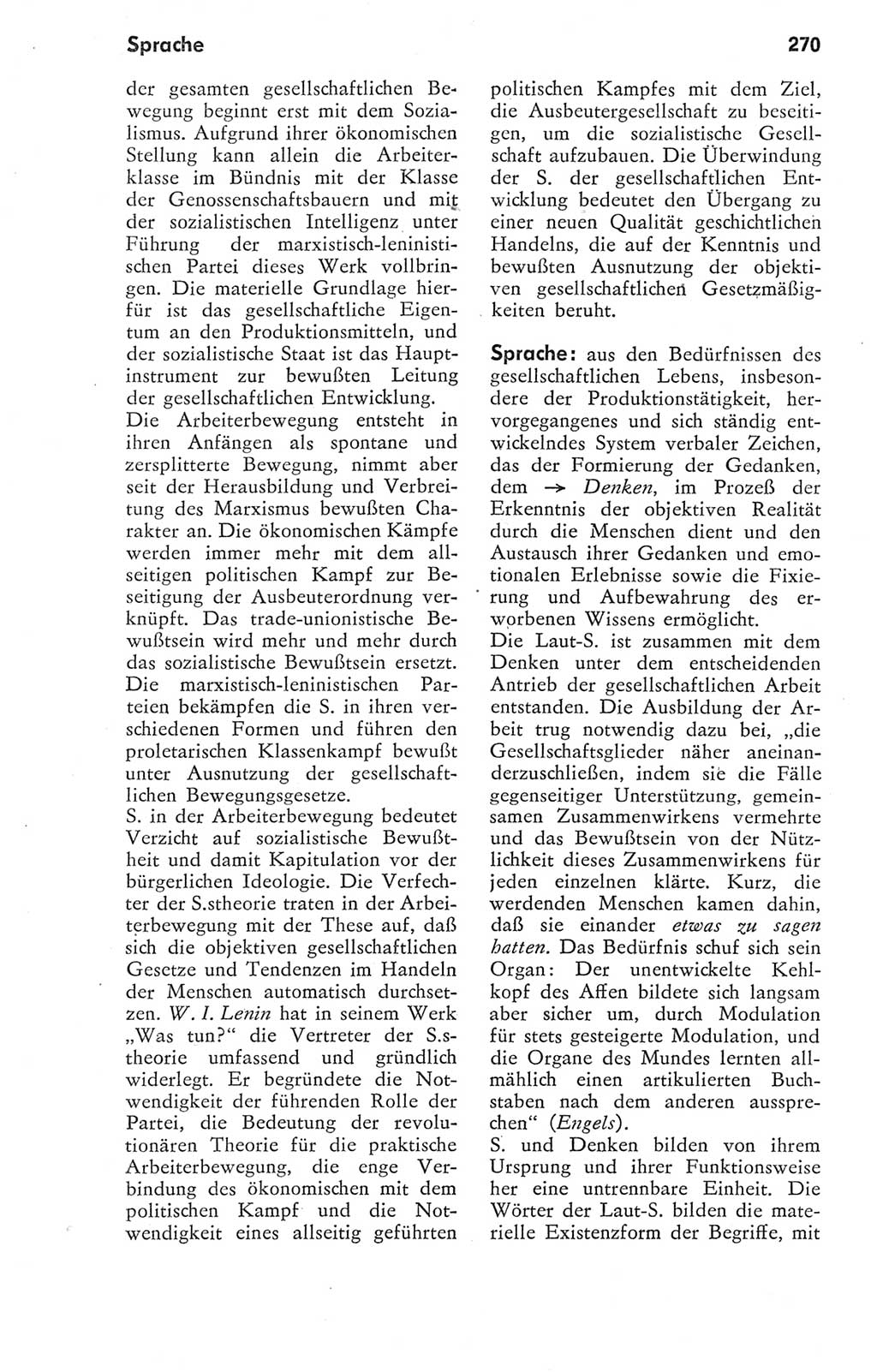 Kleines Wörterbuch der marxistisch-leninistischen Philosophie [Deutsche Demokratische Republik (DDR)] 1974, Seite 270 (Kl. Wb. ML Phil. DDR 1974, S. 270)