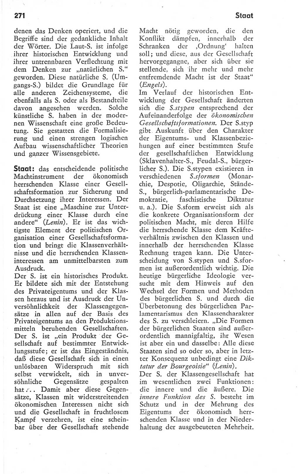 Kleines Wörterbuch der marxistisch-leninistischen Philosophie [Deutsche Demokratische Republik (DDR)] 1974, Seite 271 (Kl. Wb. ML Phil. DDR 1974, S. 271)