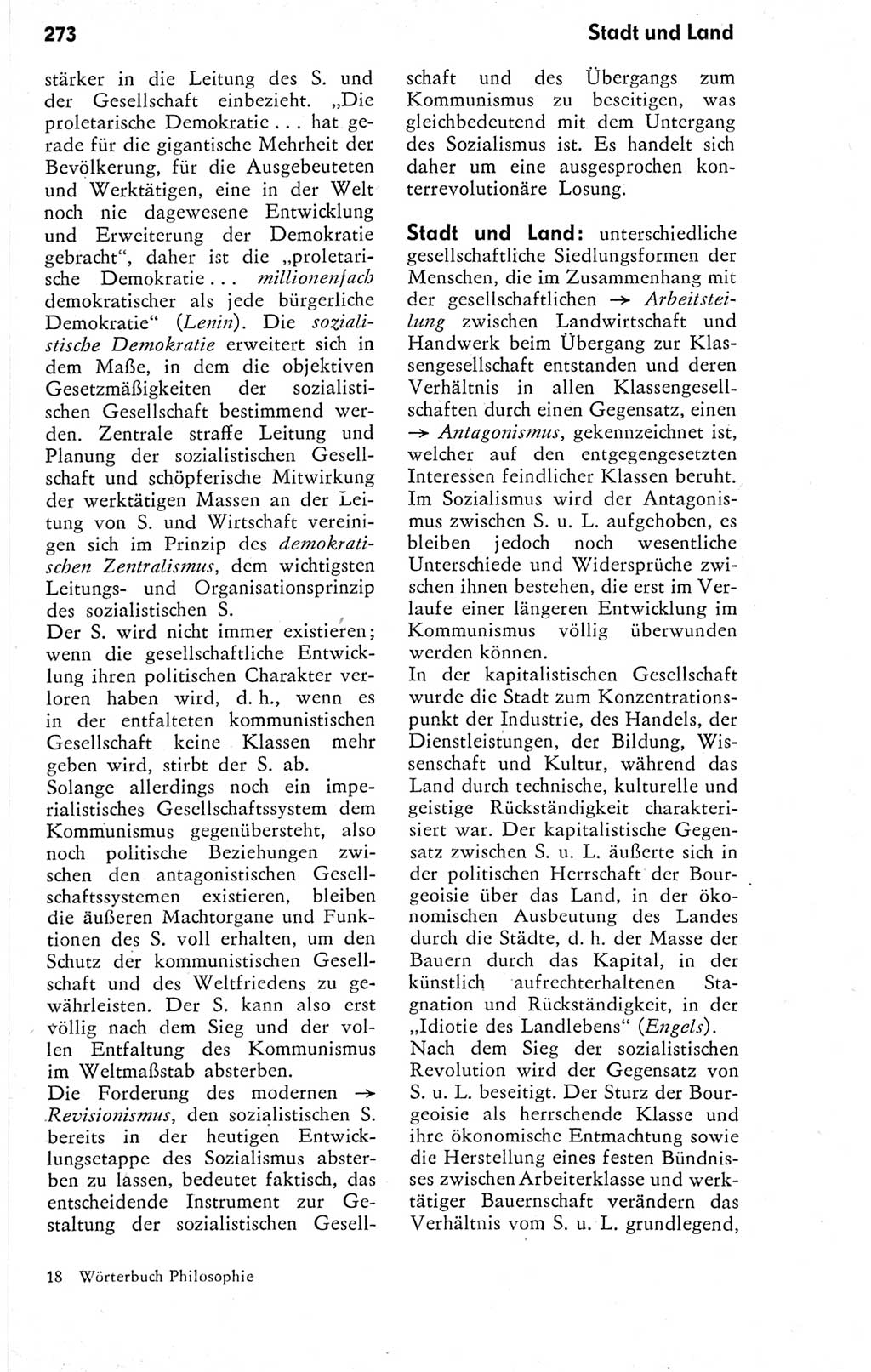 Kleines Wörterbuch der marxistisch-leninistischen Philosophie [Deutsche Demokratische Republik (DDR)] 1974, Seite 273 (Kl. Wb. ML Phil. DDR 1974, S. 273)