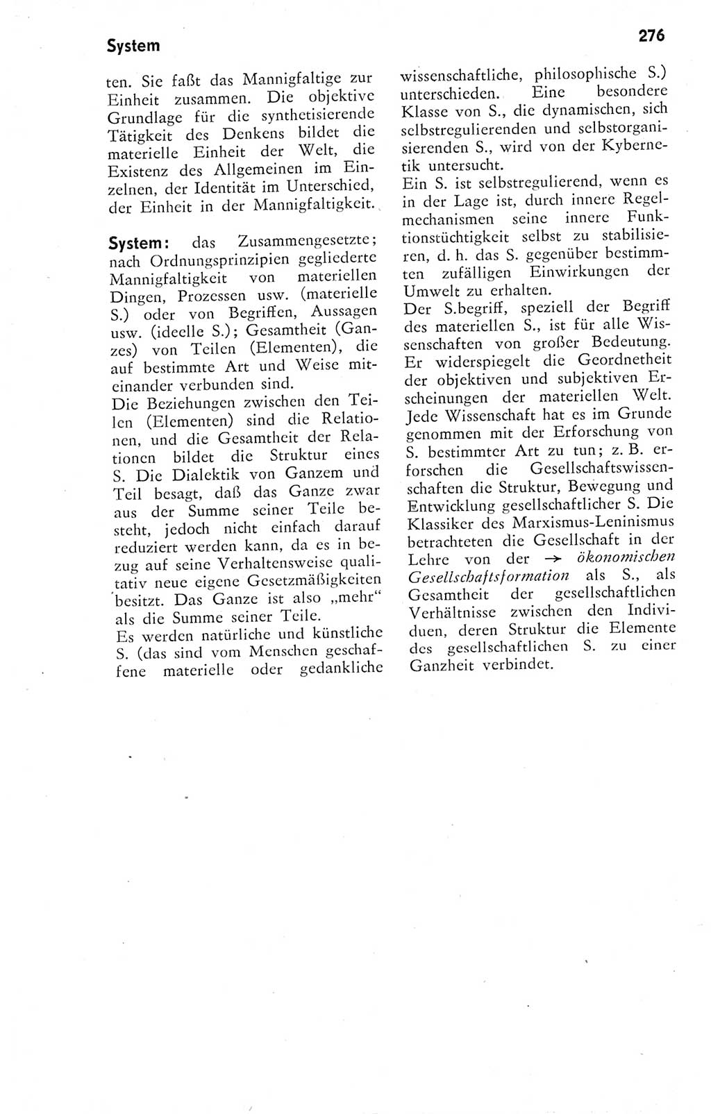 Kleines Wörterbuch der marxistisch-leninistischen Philosophie [Deutsche Demokratische Republik (DDR)] 1974, Seite 276 (Kl. Wb. ML Phil. DDR 1974, S. 276)