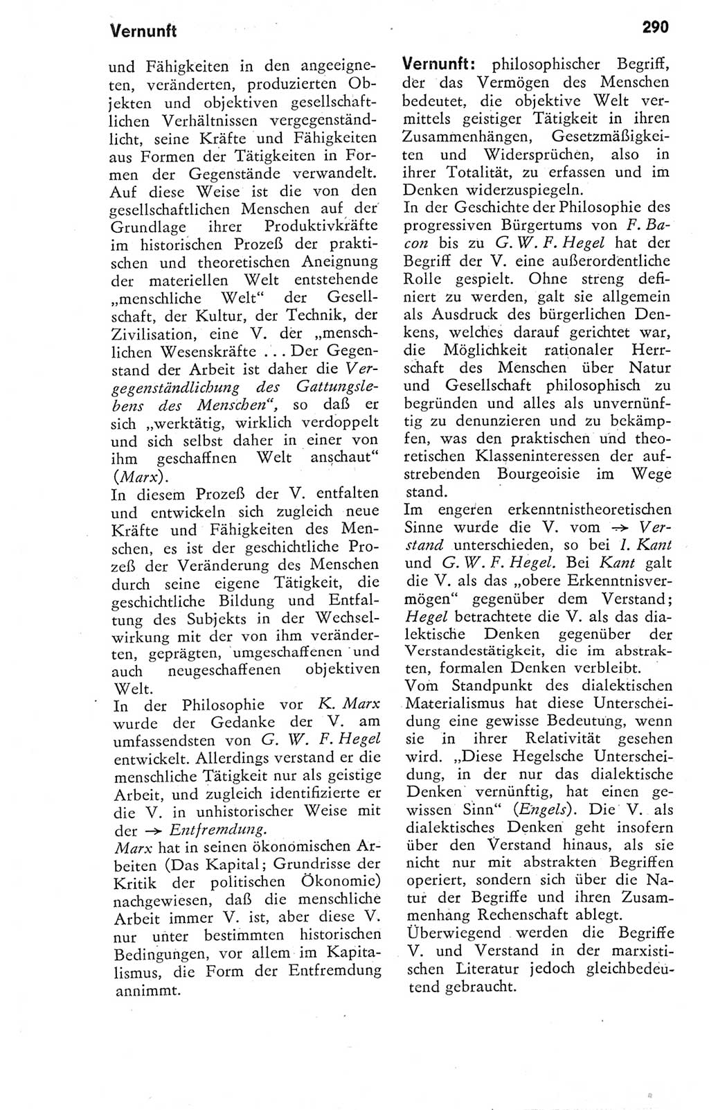 Kleines Wörterbuch der marxistisch-leninistischen Philosophie [Deutsche Demokratische Republik (DDR)] 1974, Seite 290 (Kl. Wb. ML Phil. DDR 1974, S. 290)