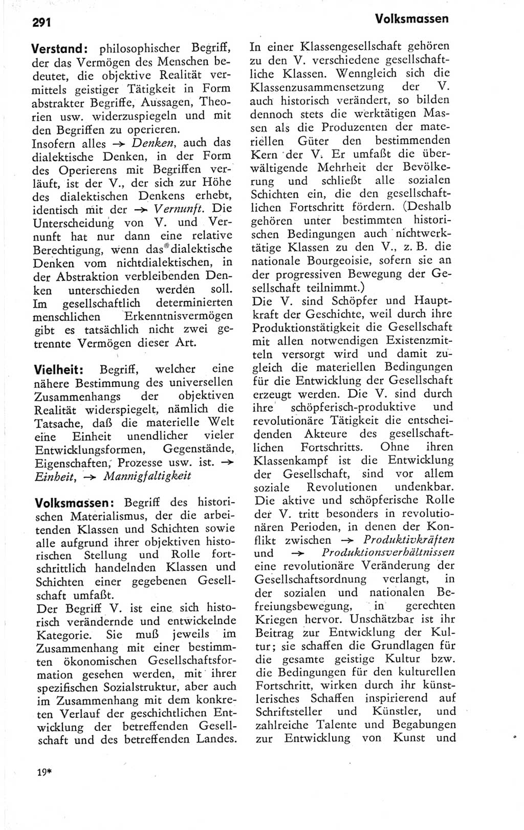 Kleines Wörterbuch der marxistisch-leninistischen Philosophie [Deutsche Demokratische Republik (DDR)] 1974, Seite 291 (Kl. Wb. ML Phil. DDR 1974, S. 291)