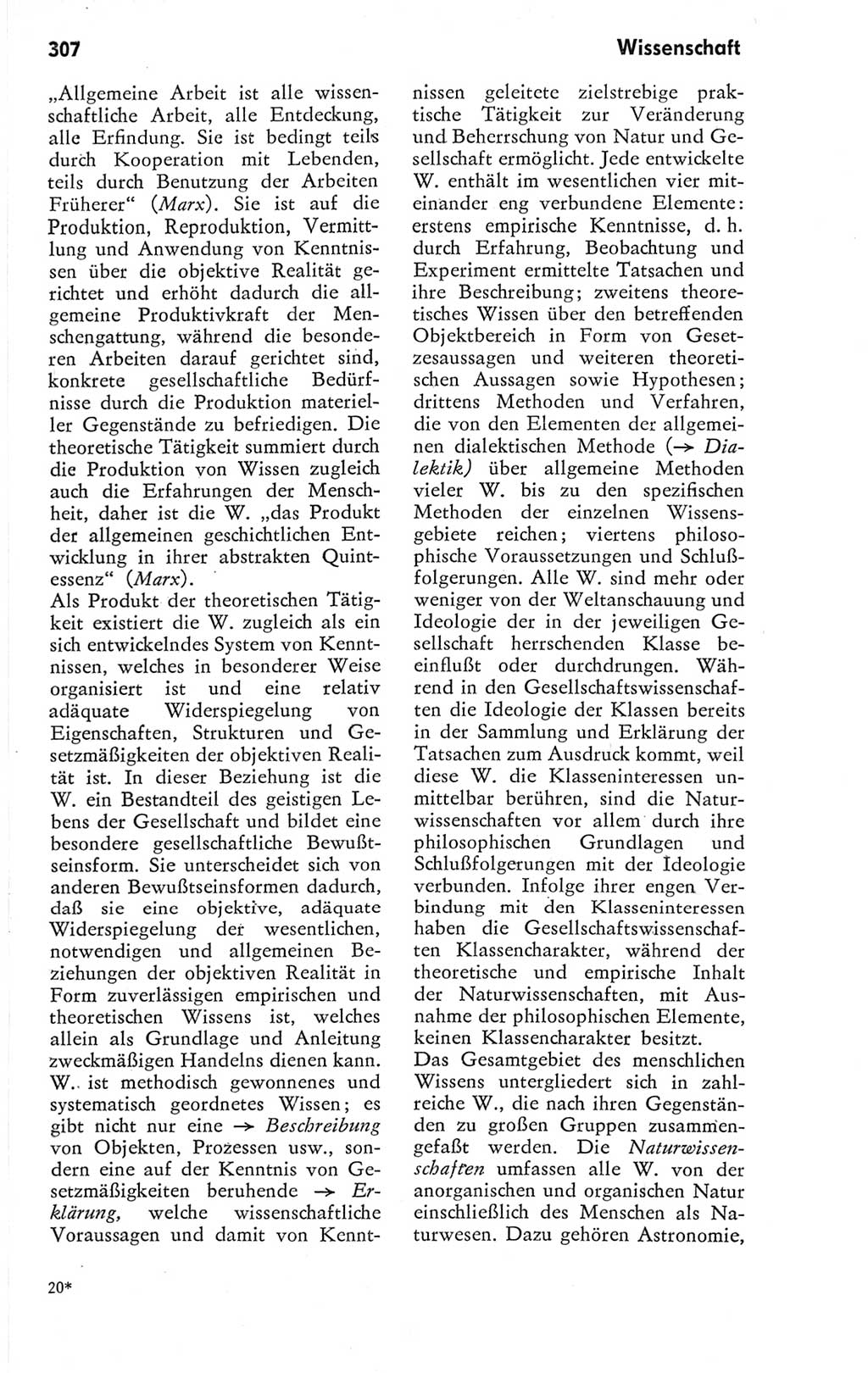 Kleines Wörterbuch der marxistisch-leninistischen Philosophie [Deutsche Demokratische Republik (DDR)] 1974, Seite 307 (Kl. Wb. ML Phil. DDR 1974, S. 307)